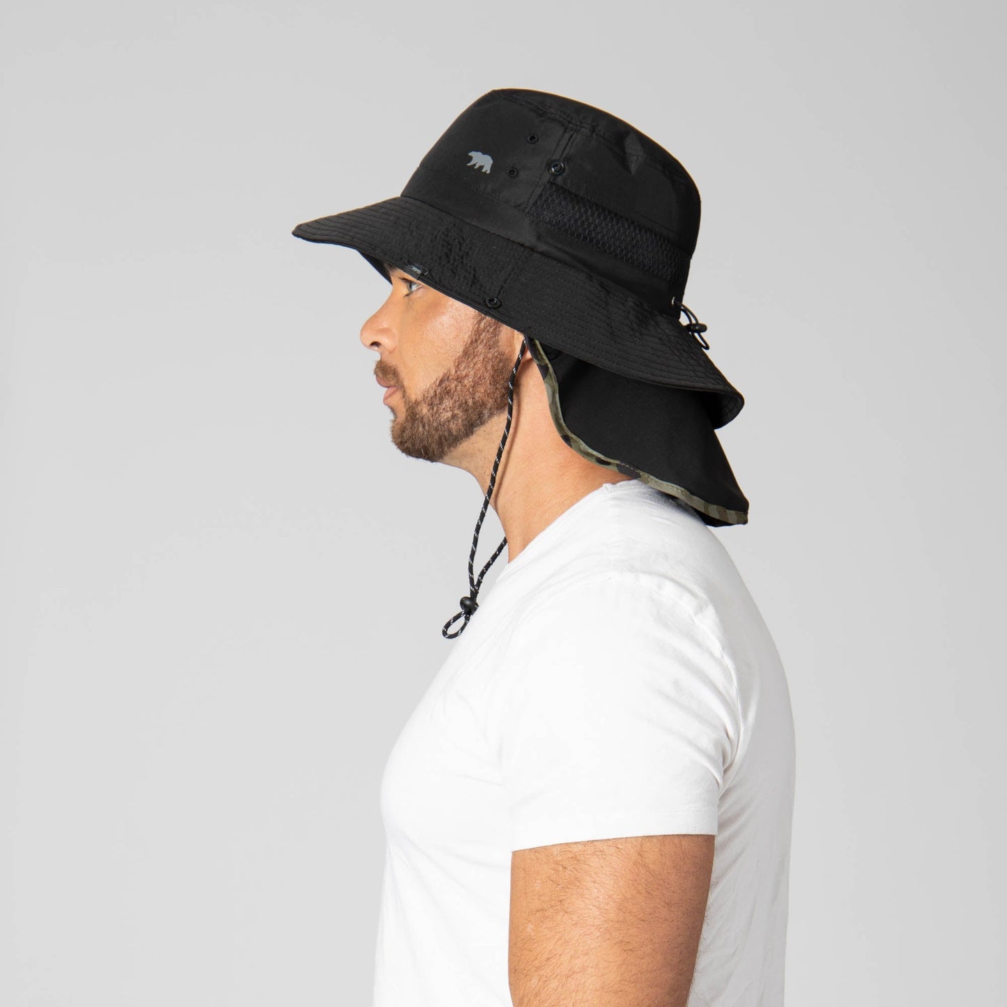 Outdoor Boonie Hat with Neck Flap and Adjustable Chin Cord