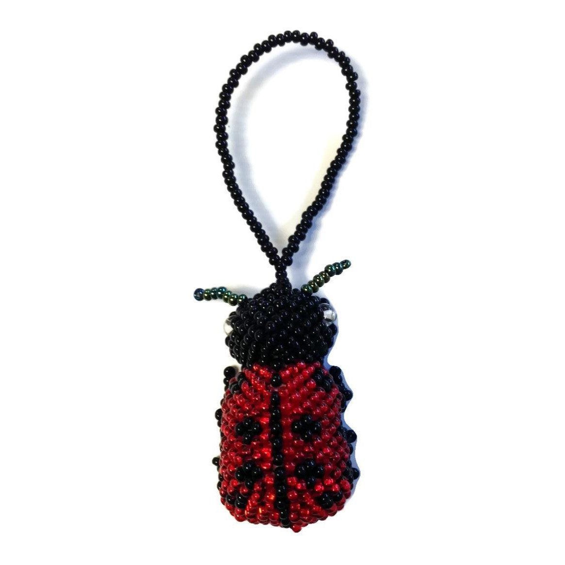 Lady Bug Seed Bead Handcrafted Artisan Made Ornament - Guatemala
