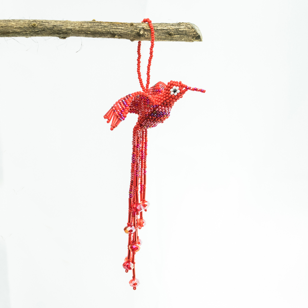 Large Hummingbird Seed Bead Handmade Ornament - Guatemala - Osadia Concept Store