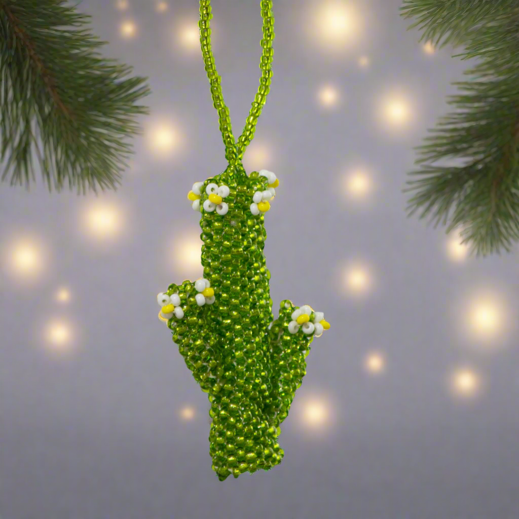 Cactus Seed Bead Artisan Made Ornament - Guatemala
