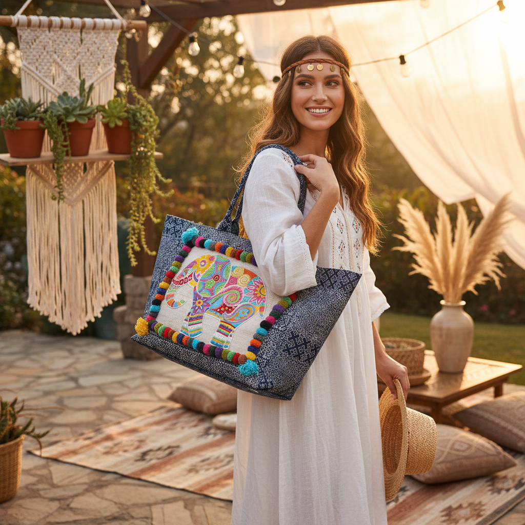 Oasis Batik Elephant Tote Bag - Thailand