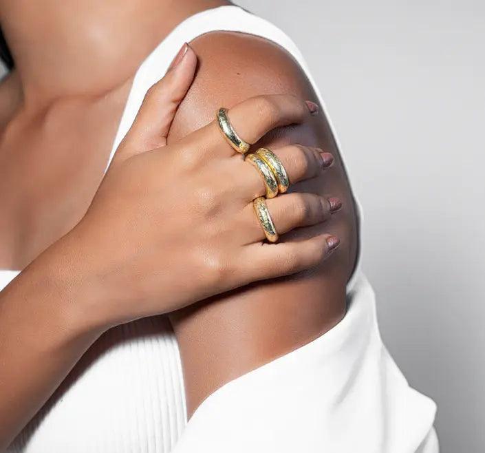 Hammered Gold Orb Stackable Ring