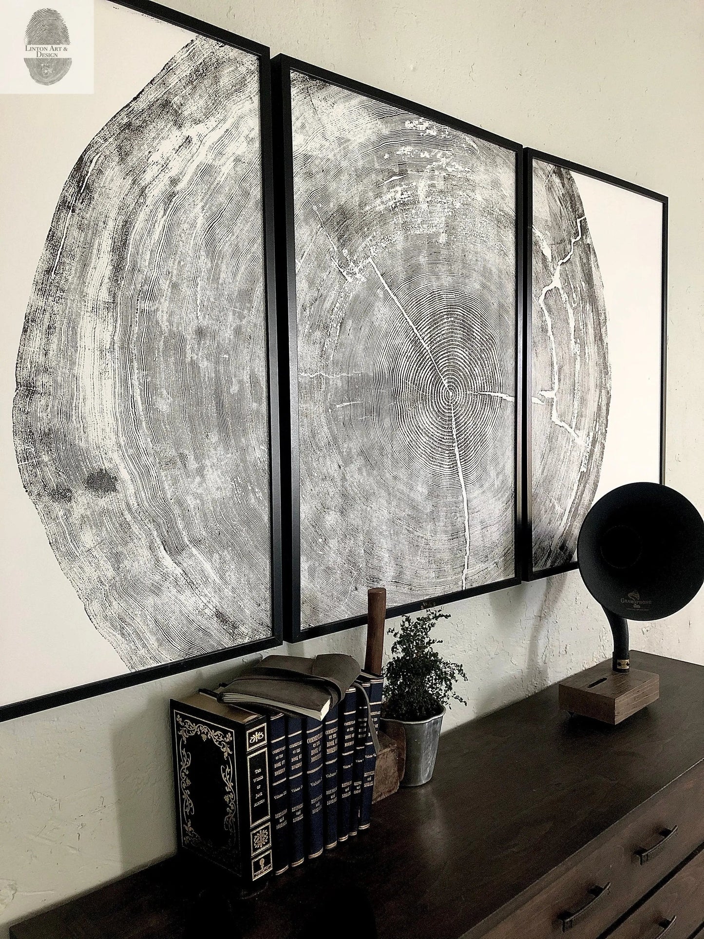 372-Year-Old Sitka Spruce Tree Ring Print Set • 3× 24×36″ Woodcut Art • Oregon Coast Nature Wall Art