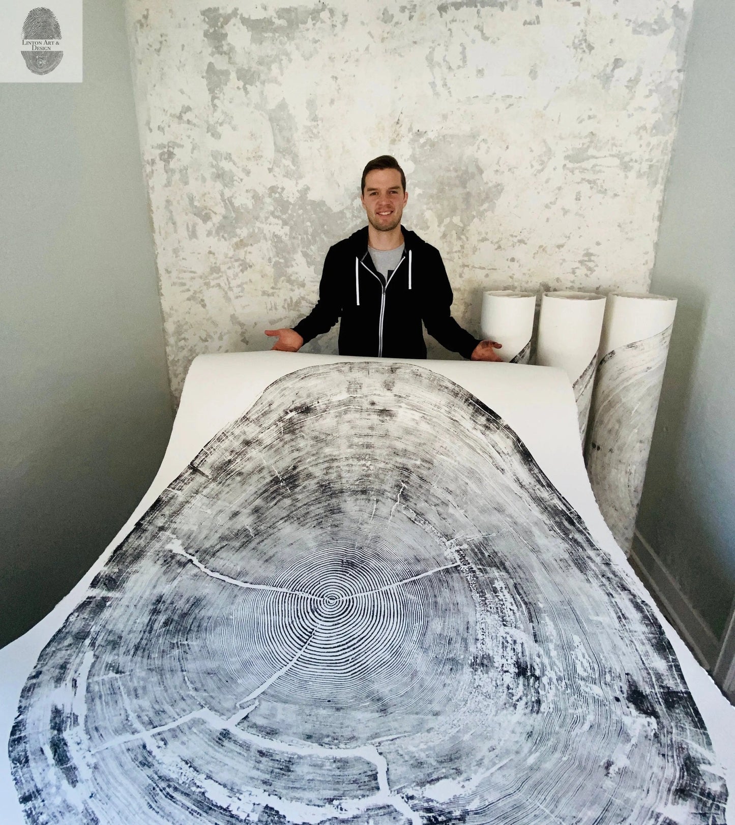 372-Year-Old Sitka Spruce Tree Ring Print Set • 3× 24×36″ Woodcut Art • Oregon Coast Nature Wall Art