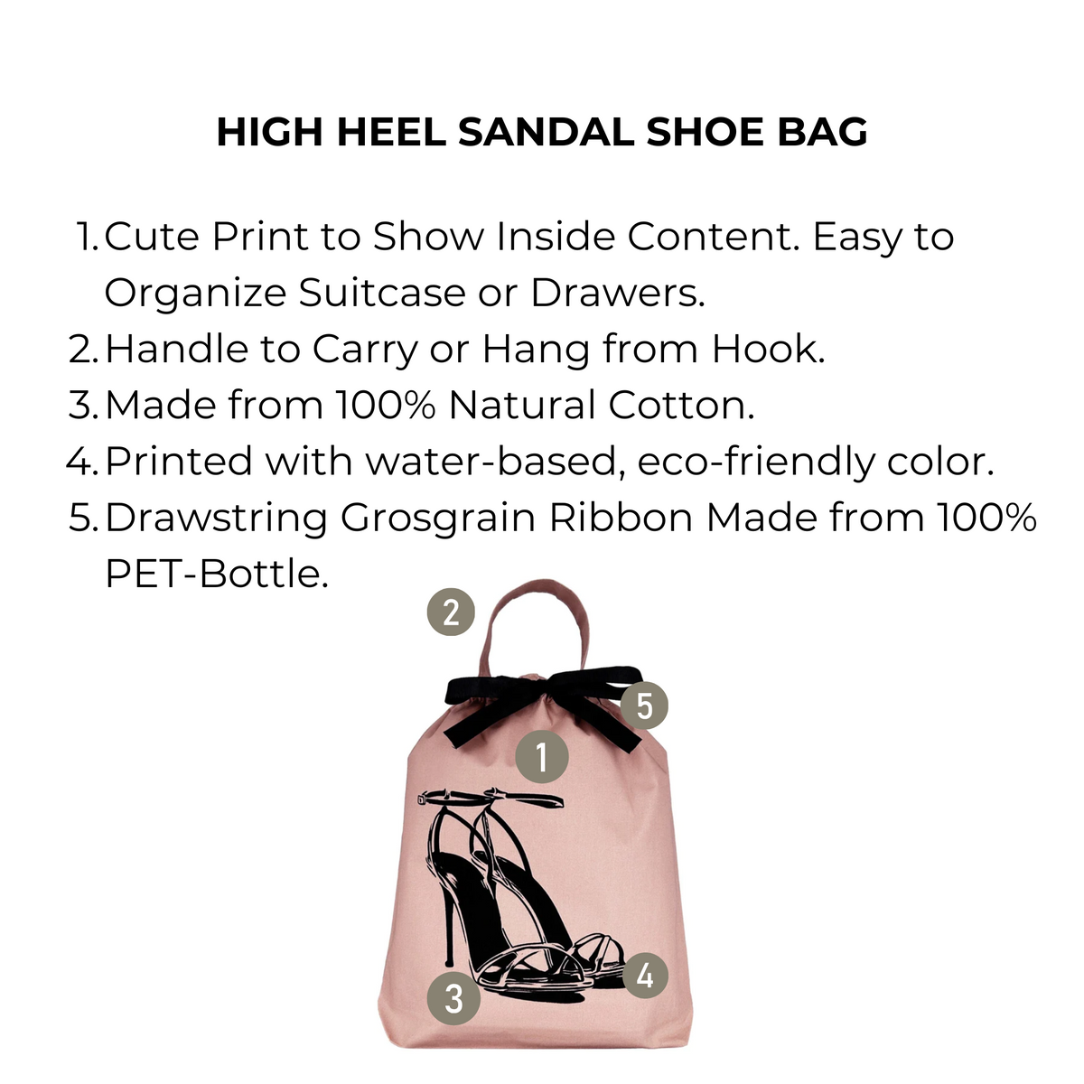 High Heel Sandal Shoe Bag – Pink/Blush