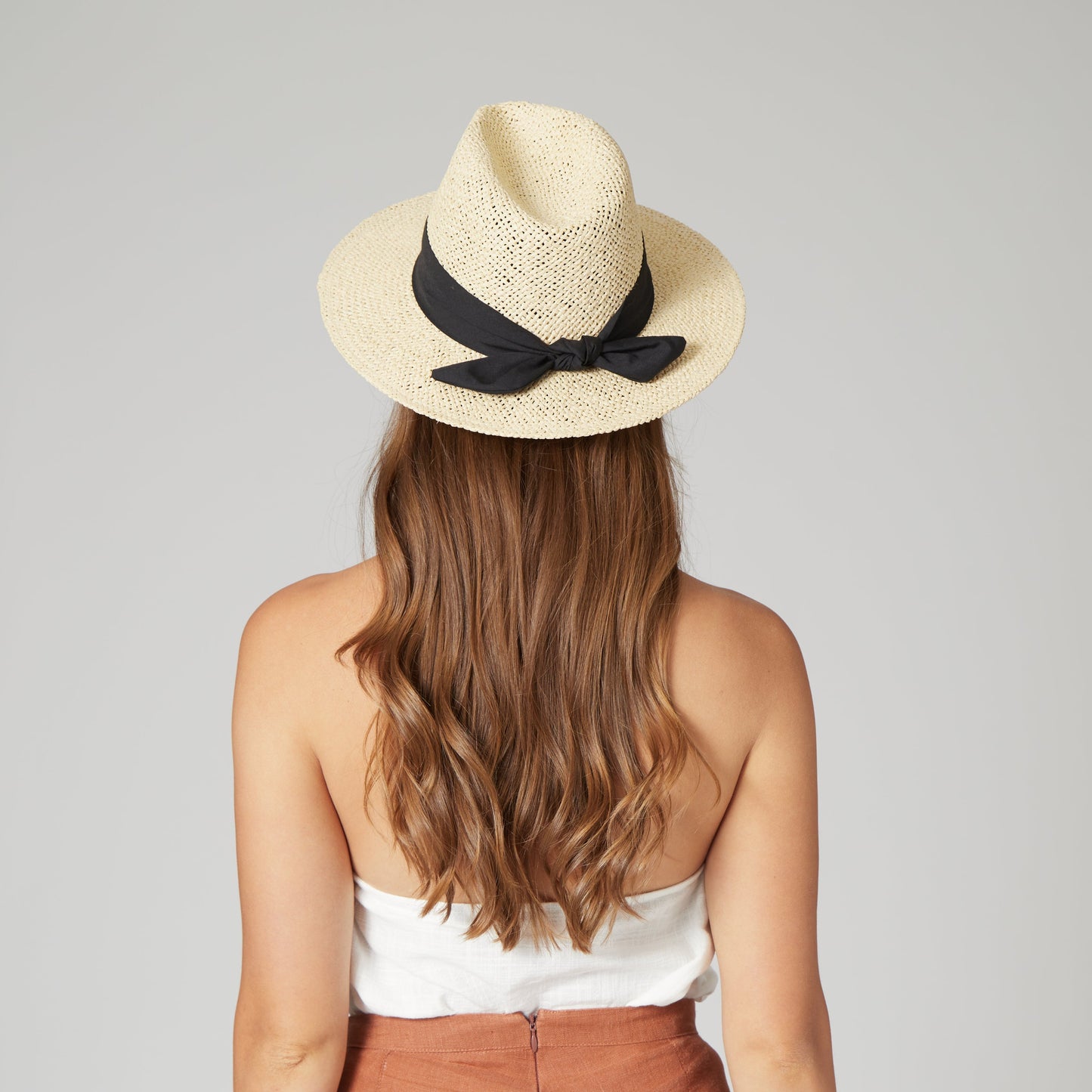 Women's Woven Paper Fedora With Back Knot Band