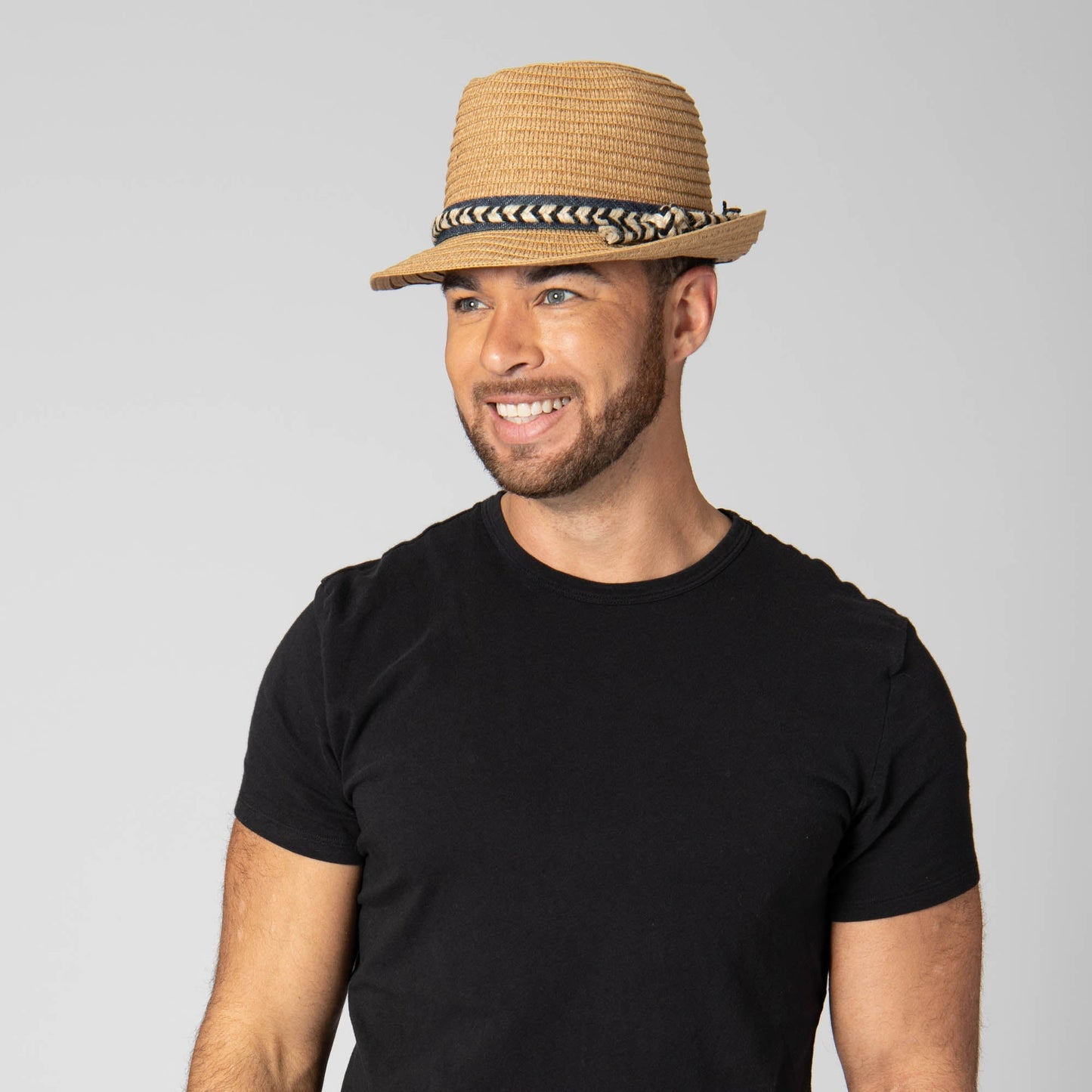 Paperbraid Stingy Brim Fedora with Layered Bands