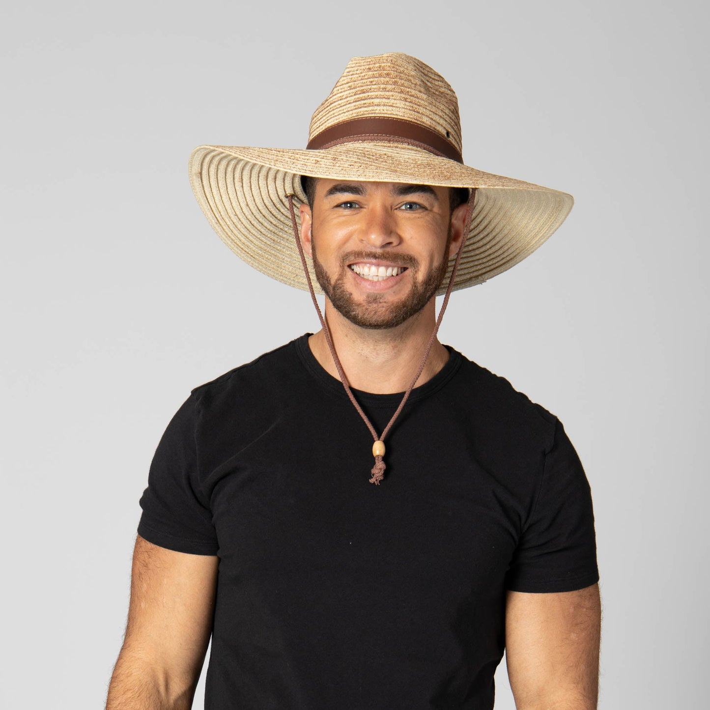 Mens Paperbraid Fedora with Leather Band and Matching Chin Chord