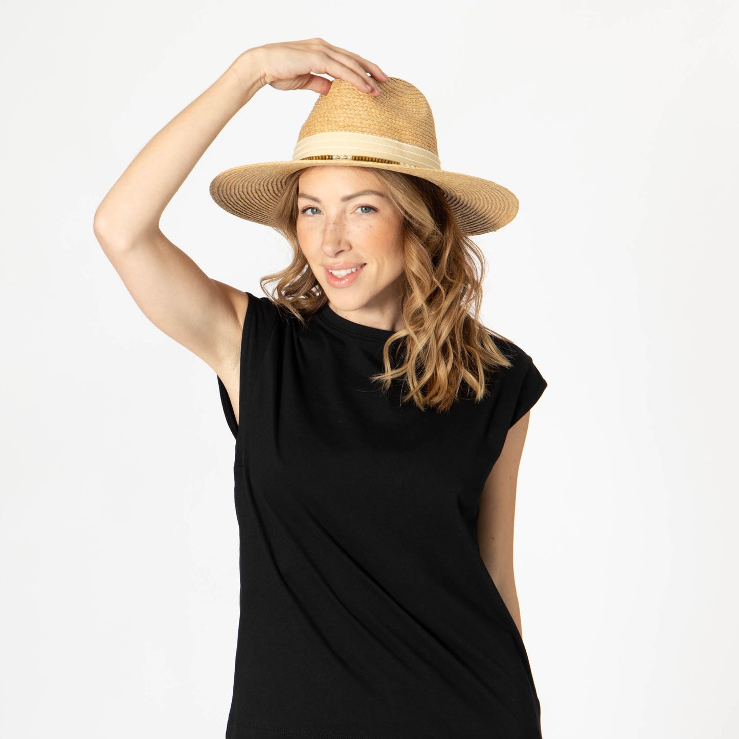 Coco - Fedora with Wood Beaded Chain