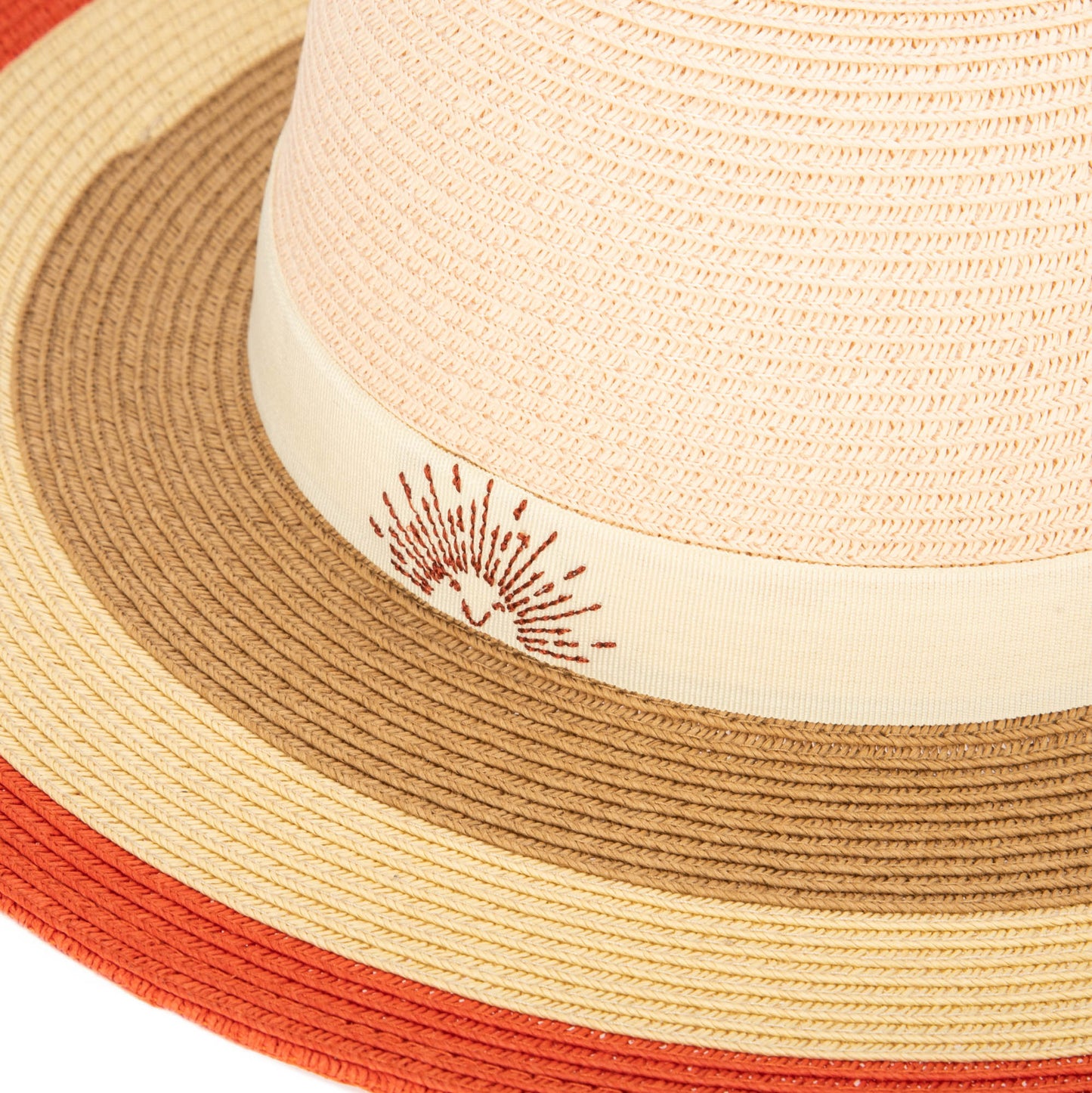 Kids Paperbraid Sun Hat with Retro Striped Brim