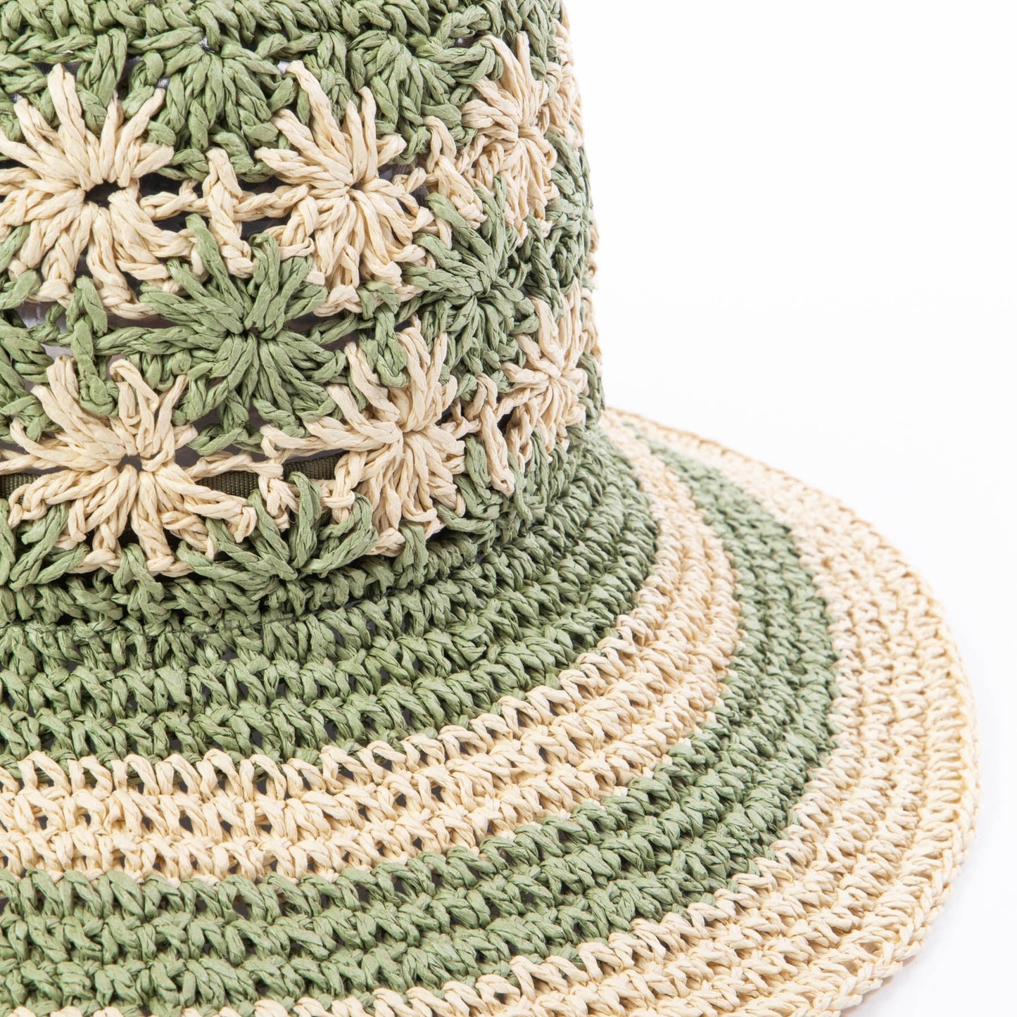 Women's Striped & Floral Crochet Bucket Hat