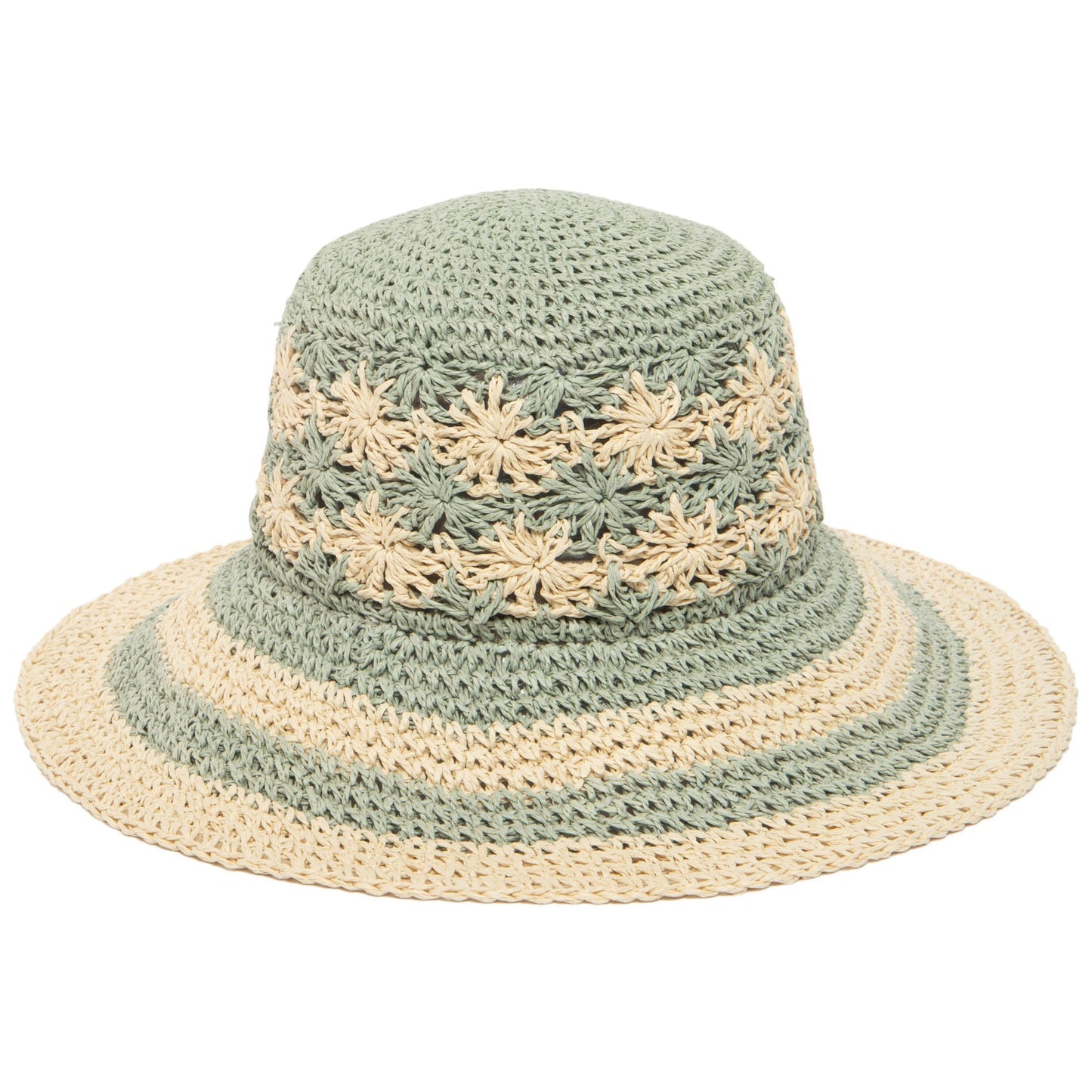 Women's Striped & Floral Crochet Bucket Hat