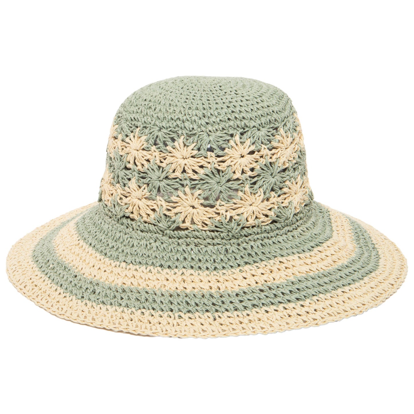 Women's Striped & Floral Crochet Bucket Hat