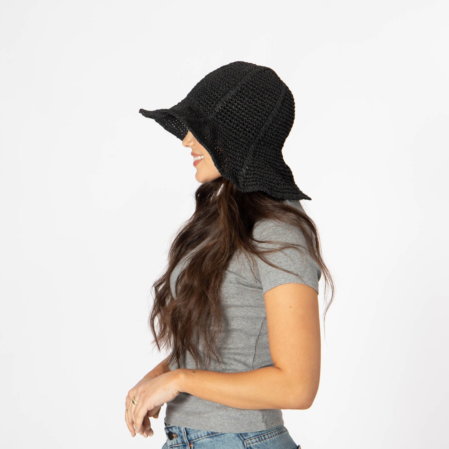Women's Paper Crochet Floppy Bucket Hat
