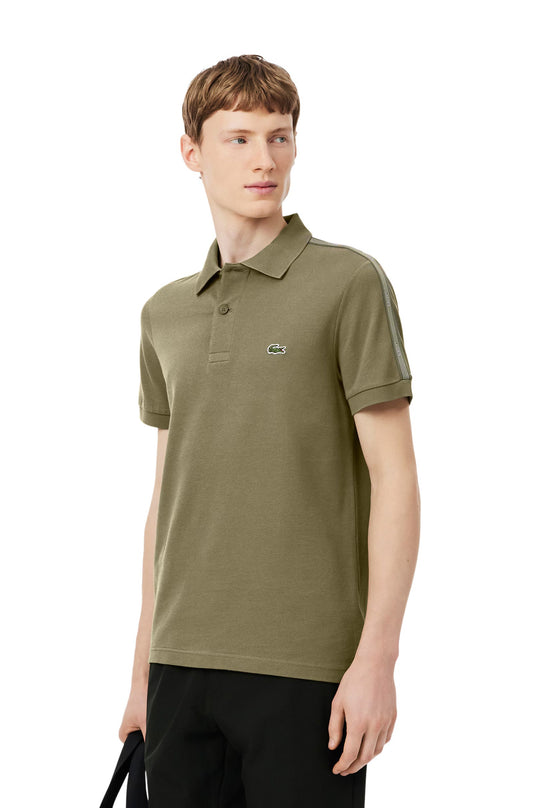 Lacoste Mens Logo Stripe Polo - Khaki Green
