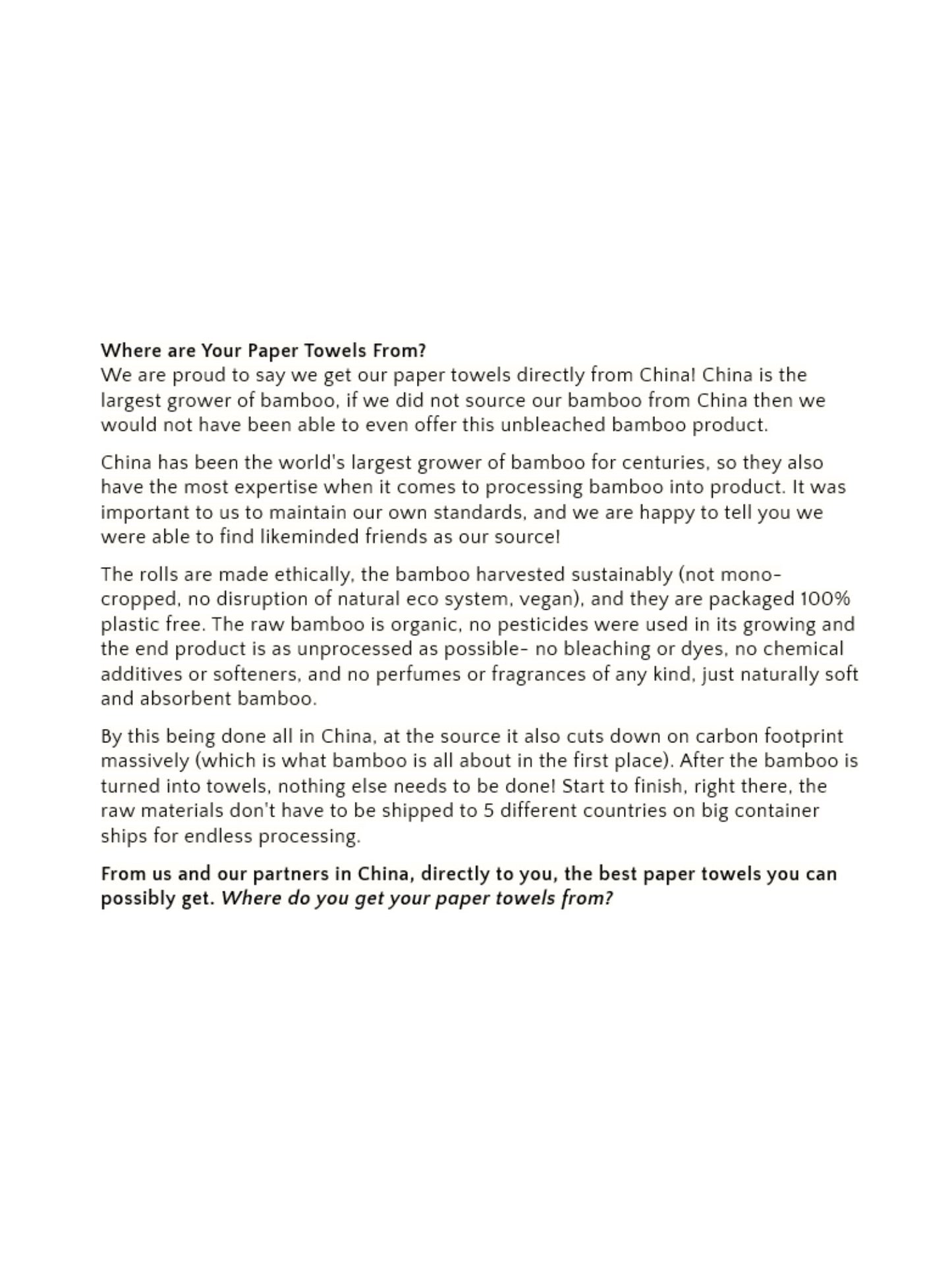 Panda Eco Paper | Bamboo Paper Towels