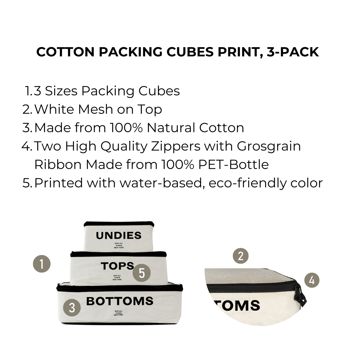 Best Packing Cubes, 3-pack Cream