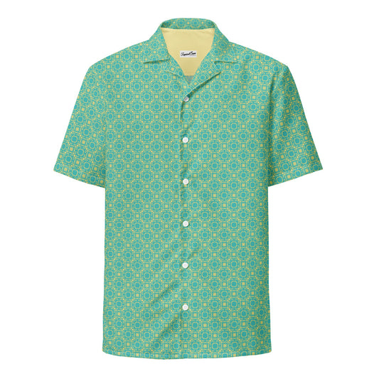 Palm Frond Prism Button Down Hawaiian Shirt