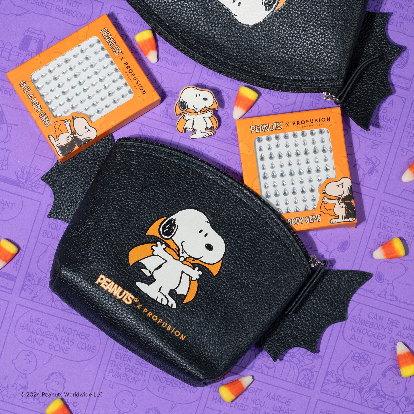 Peanuts Halloween | Count Snoopy Cosmetic Bag Set with Gems - Osadia Concept Store