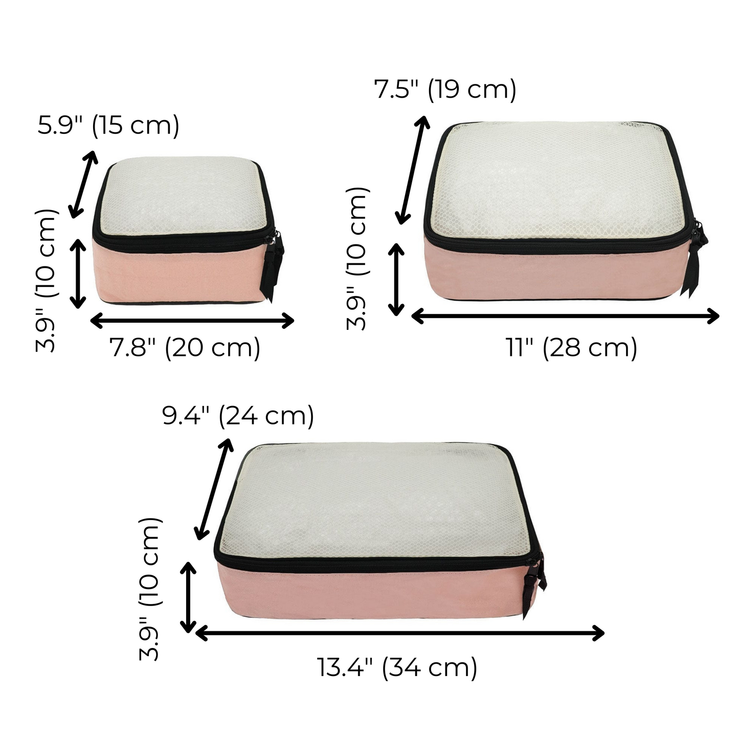 Personalized Packing Cubes, 3-pack Pink/Blush