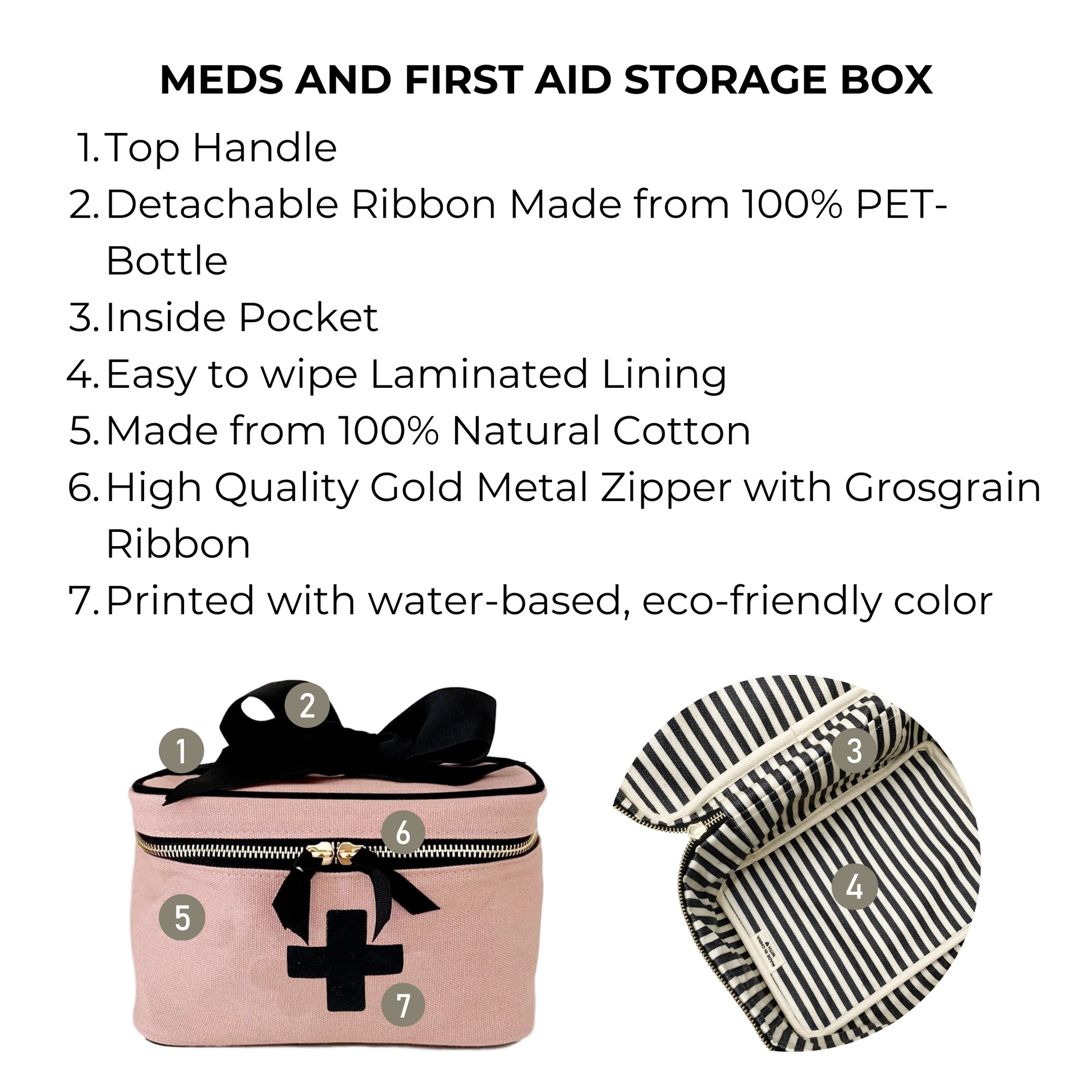 Meds and First Aid Storage Box, Pink/Blush - Osadia Concept Store