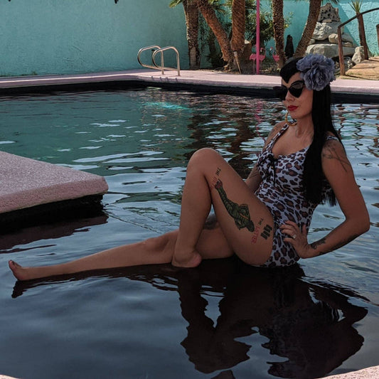 Pinup 1950s Snow Leopard One Piece Swimsuit