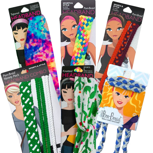 Stretchy Braid and Knotted Headbands | Nylon Hairband Hair Accessory | Workout Headband Packs and Singles