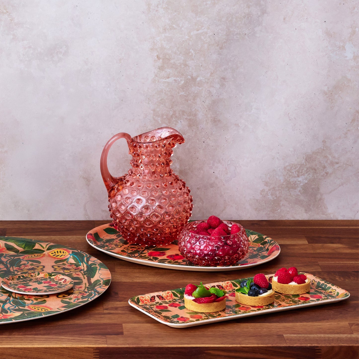 Pomegranate Migration Birchwood Decorative Tray - Oval