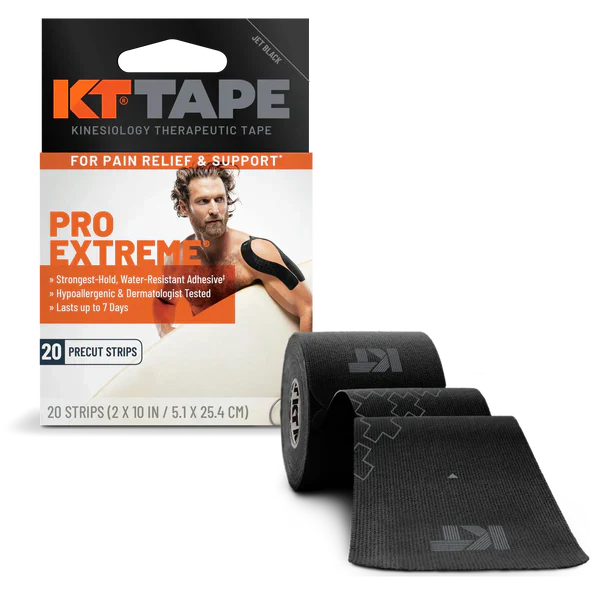 KT TAPE PRO EXTREME KINESIOLOGY TAPE, BLACK, 20-COUNT BOXES, CASE OF 8