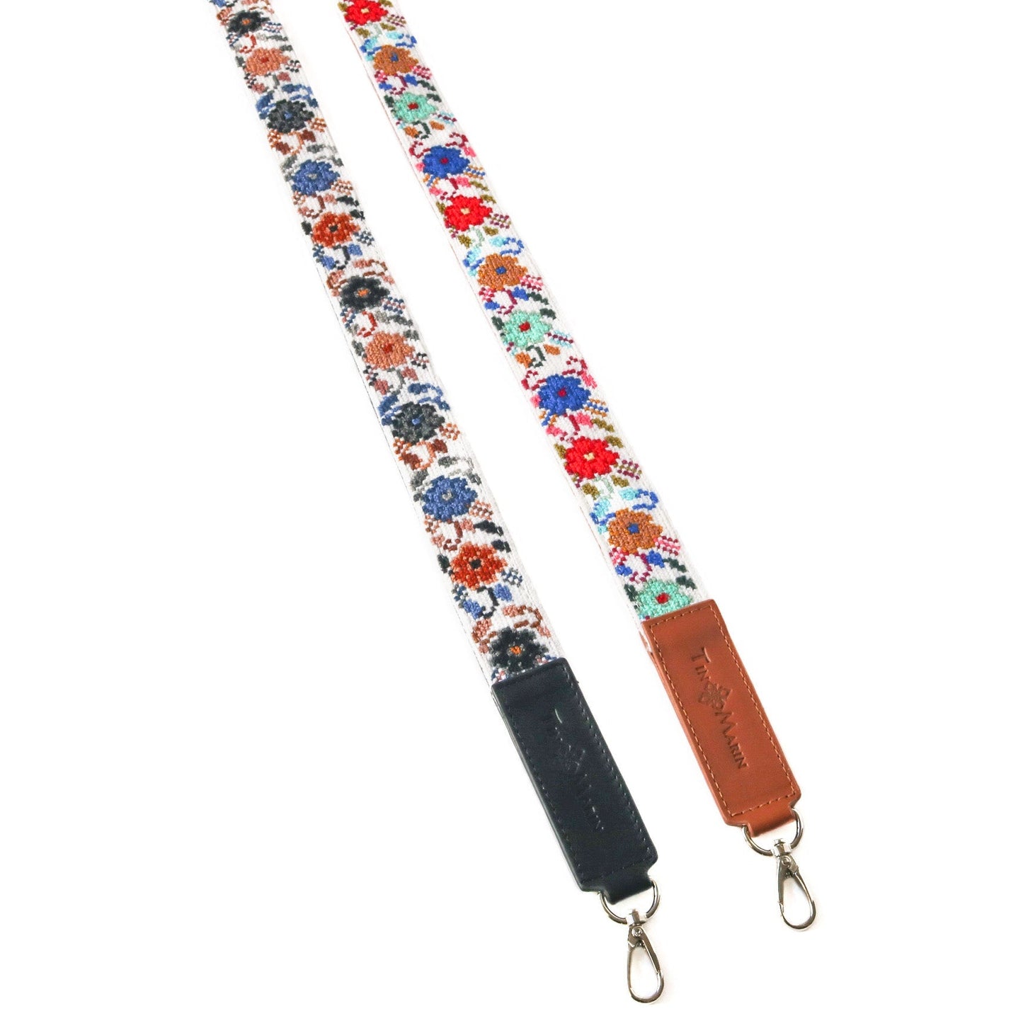 Mai Woven Bag Strap - Flowers with Leather