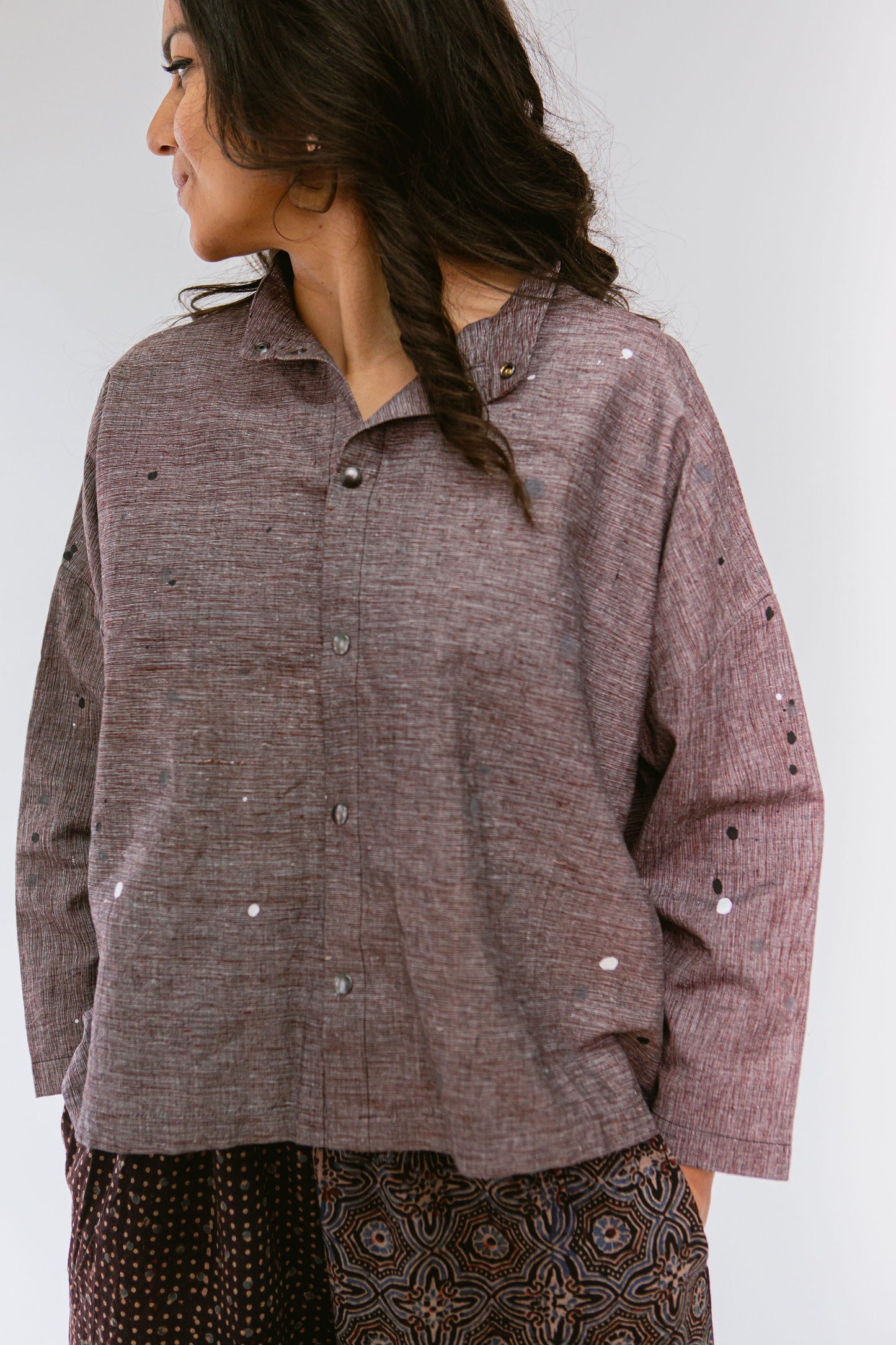 Hand Painted Artisan Handwoven Quarter Shirt Jacket
