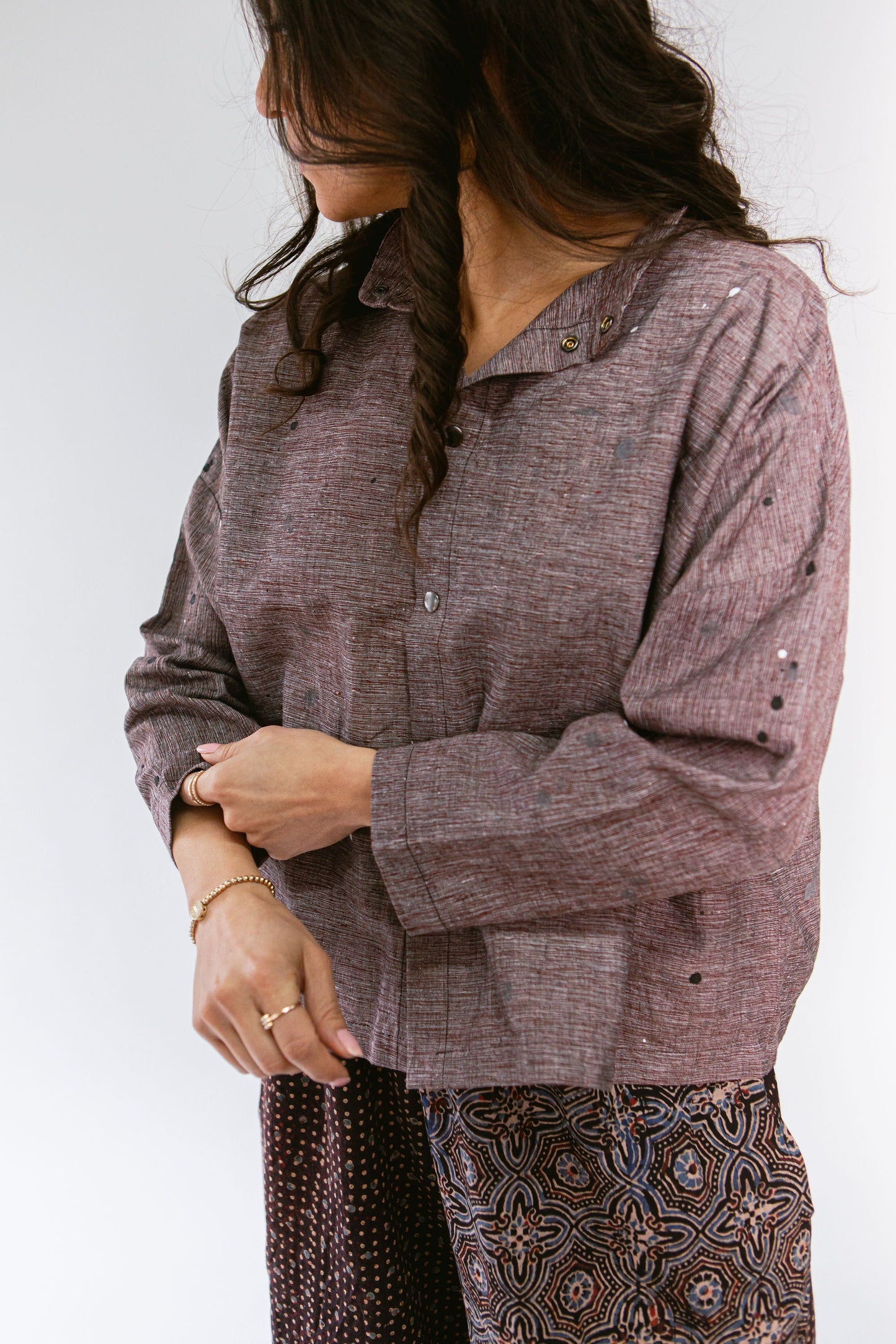 Hand Painted Artisan Handwoven Quarter Shirt Jacket