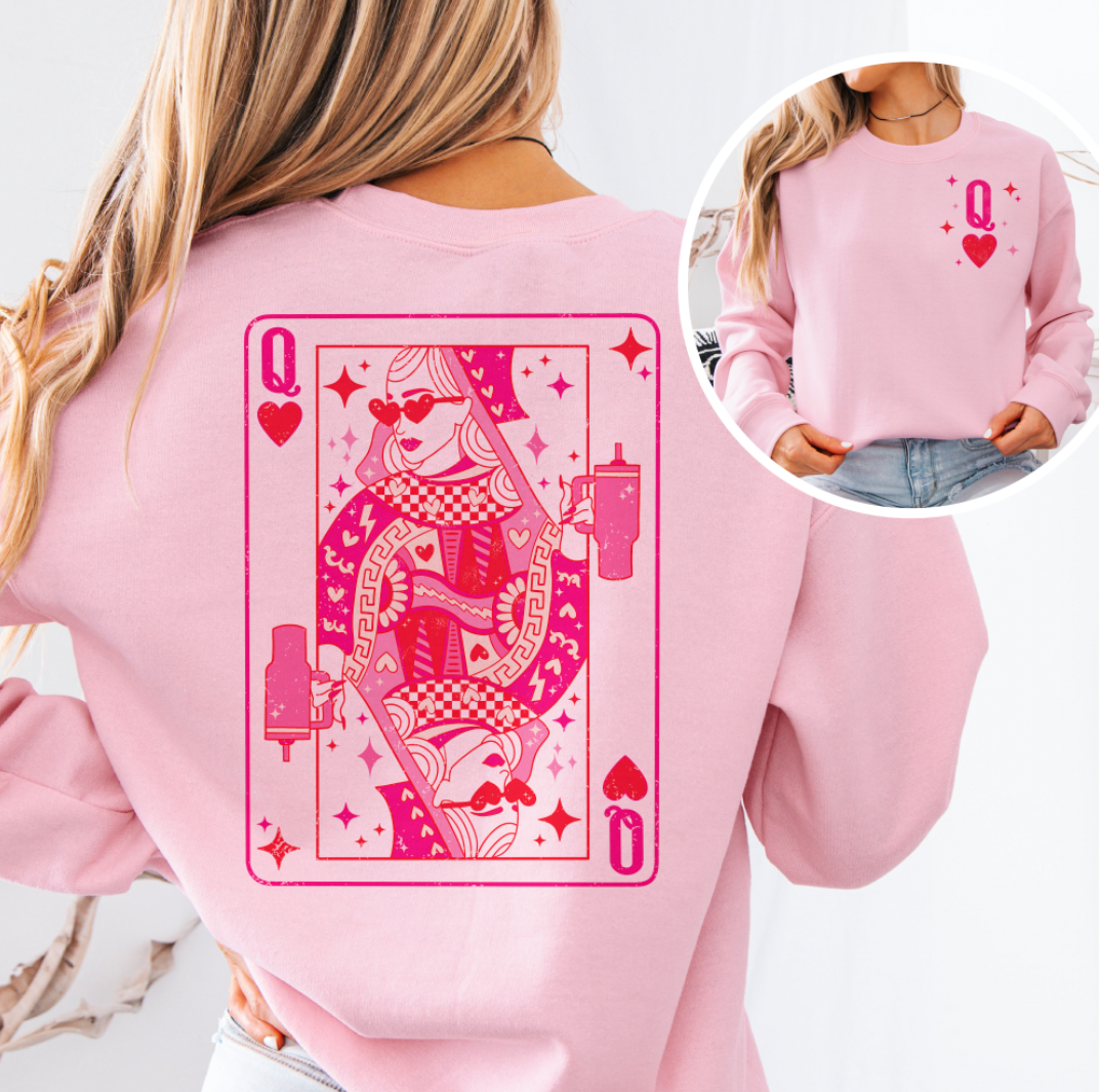 Queen of Hearts Graphic Fleece Sweatshirt | Cozy Statement Crewneck