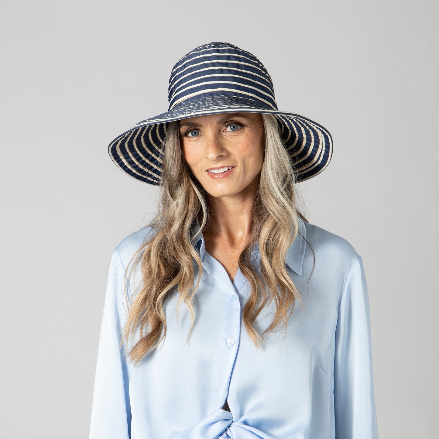 Women's Ribbon Braided Large Brim Hat with a Bow