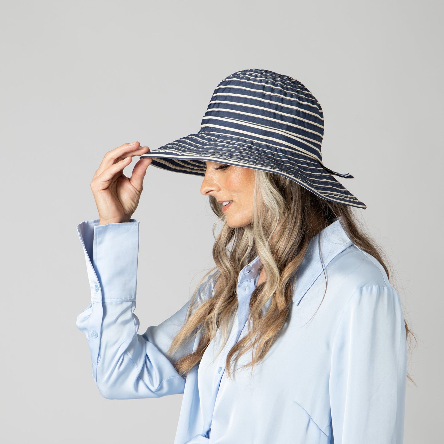 Women's Ribbon Braided Large Brim Hat with a Bow