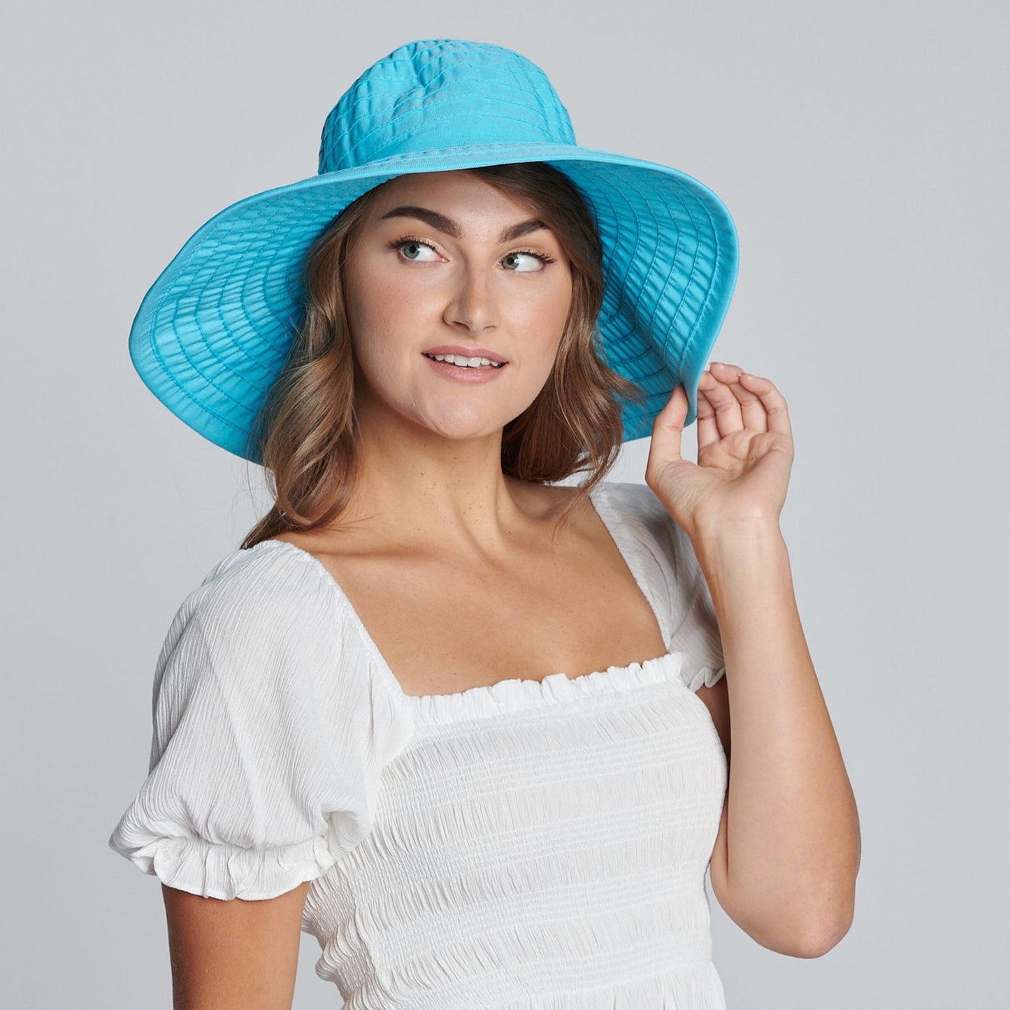 Women's Large Brim Ribbon Hat with a Bow