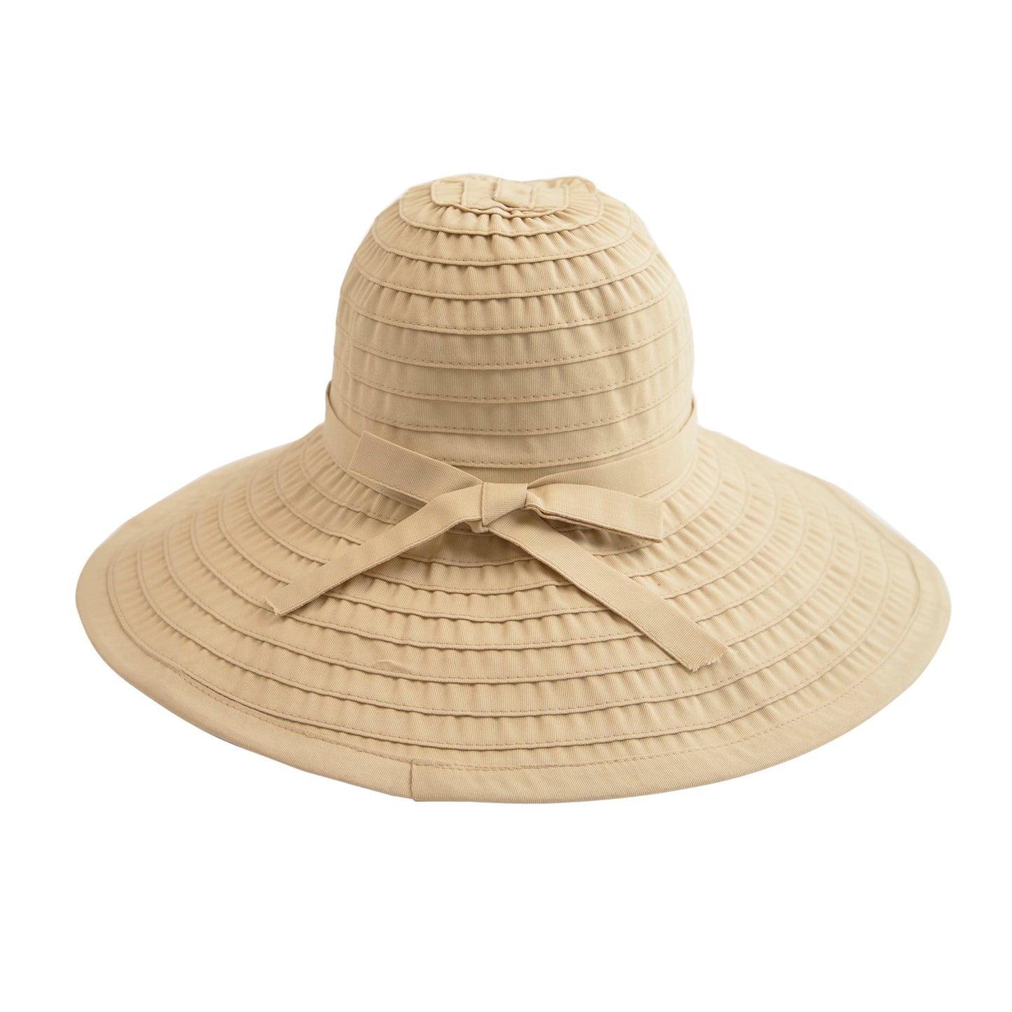 Women's Large Brim Ribbon Hat with a Bow