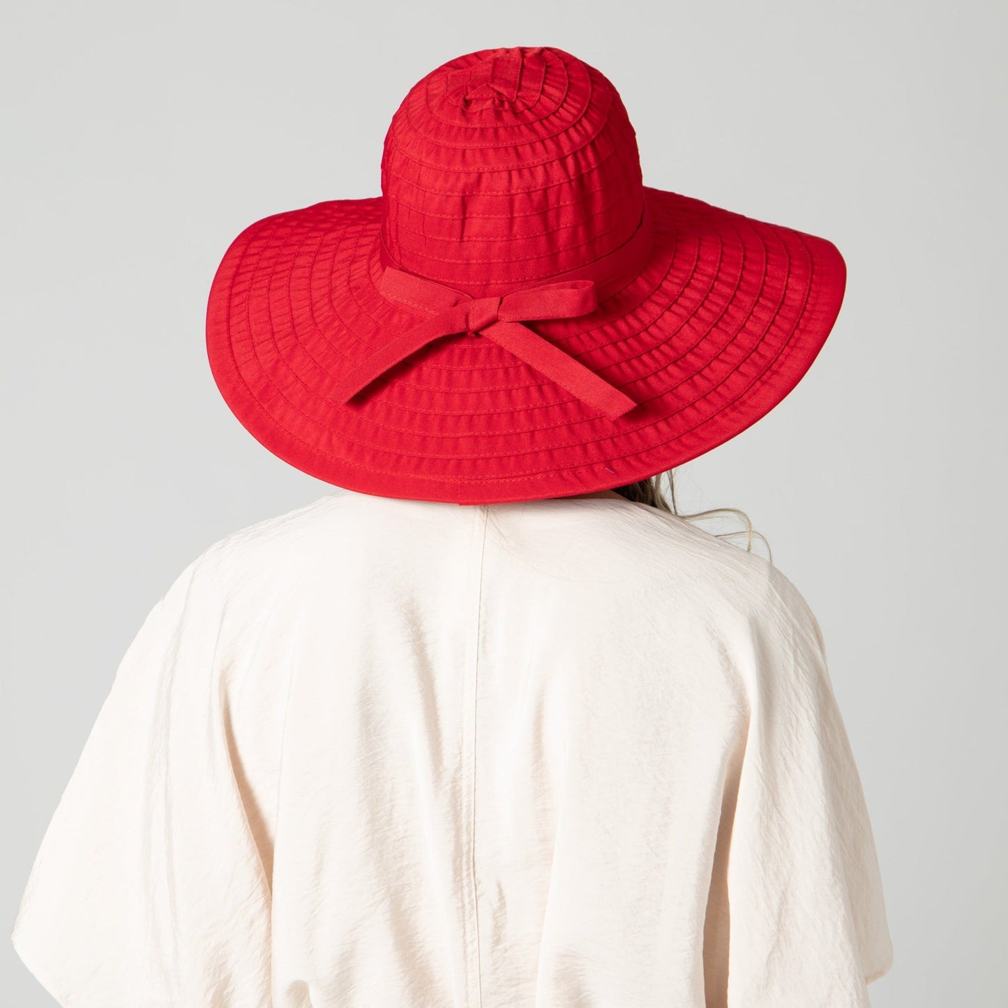 Women's Large Brim Ribbon Hat with a Bow