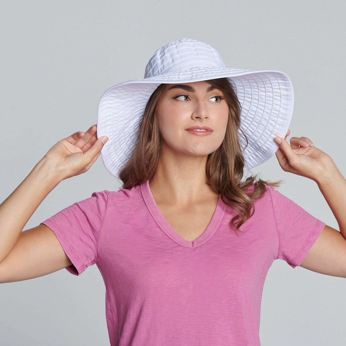 Women's Large Brim Ribbon Hat with a Bow