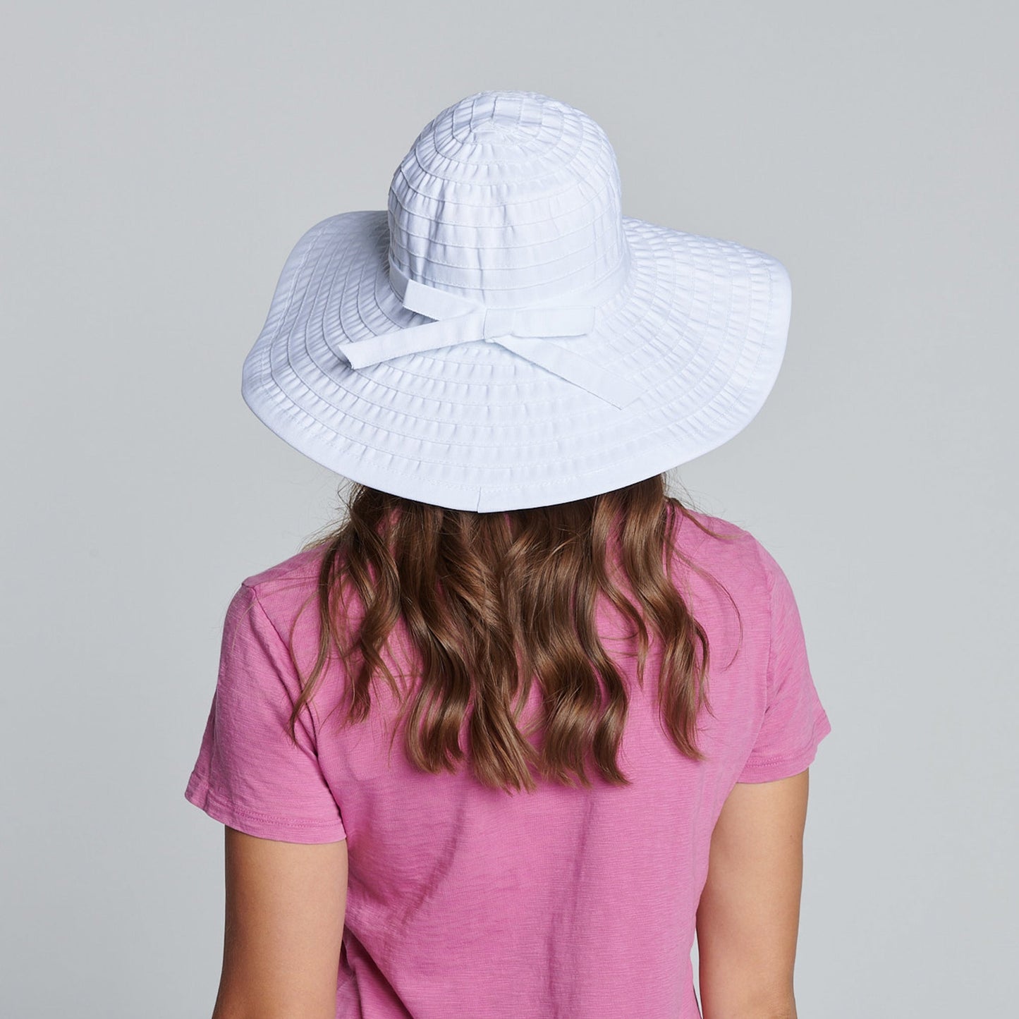 Women's Large Brim Ribbon Hat with a Bow