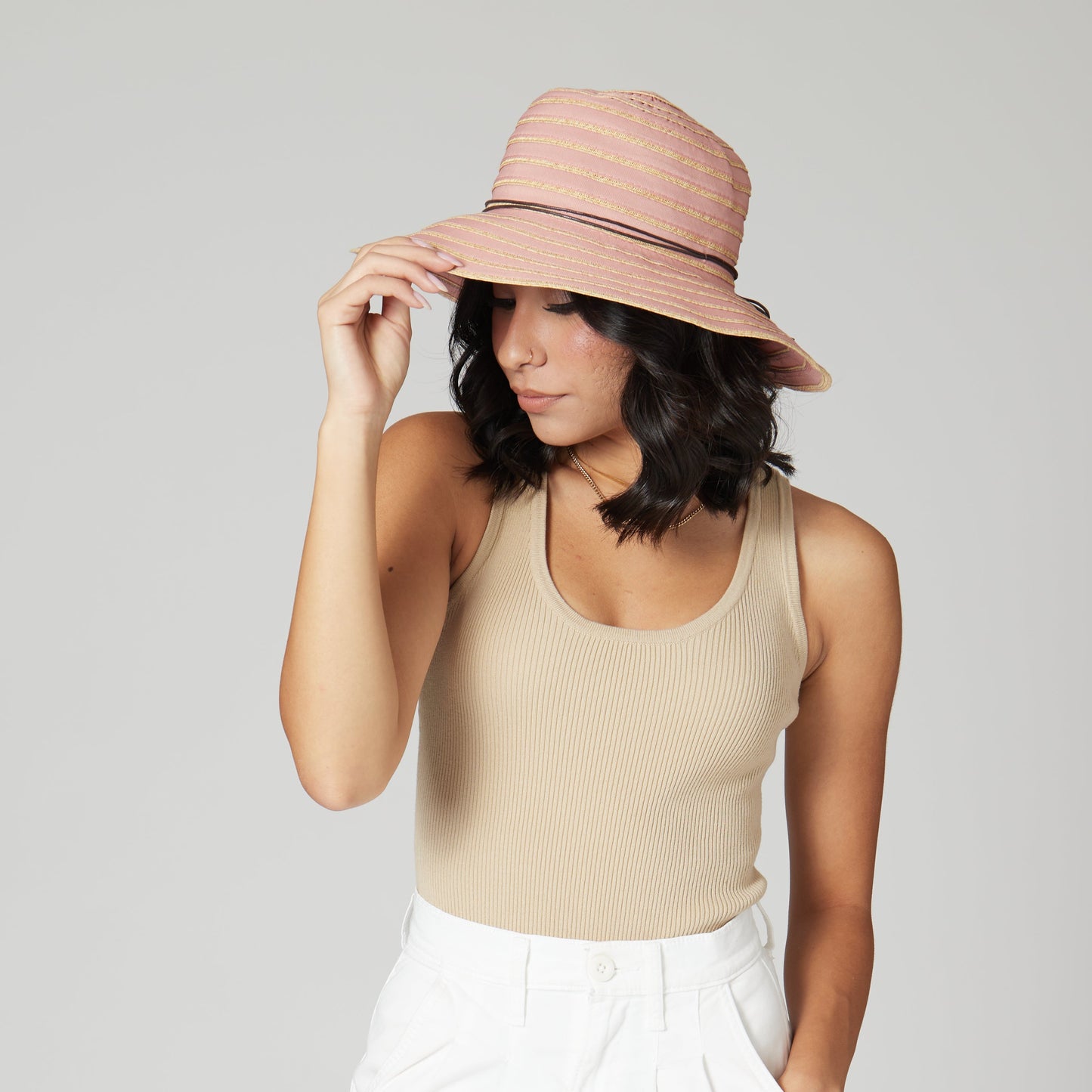 Women's Ribbon Paperbraid Stripe Sun Brim