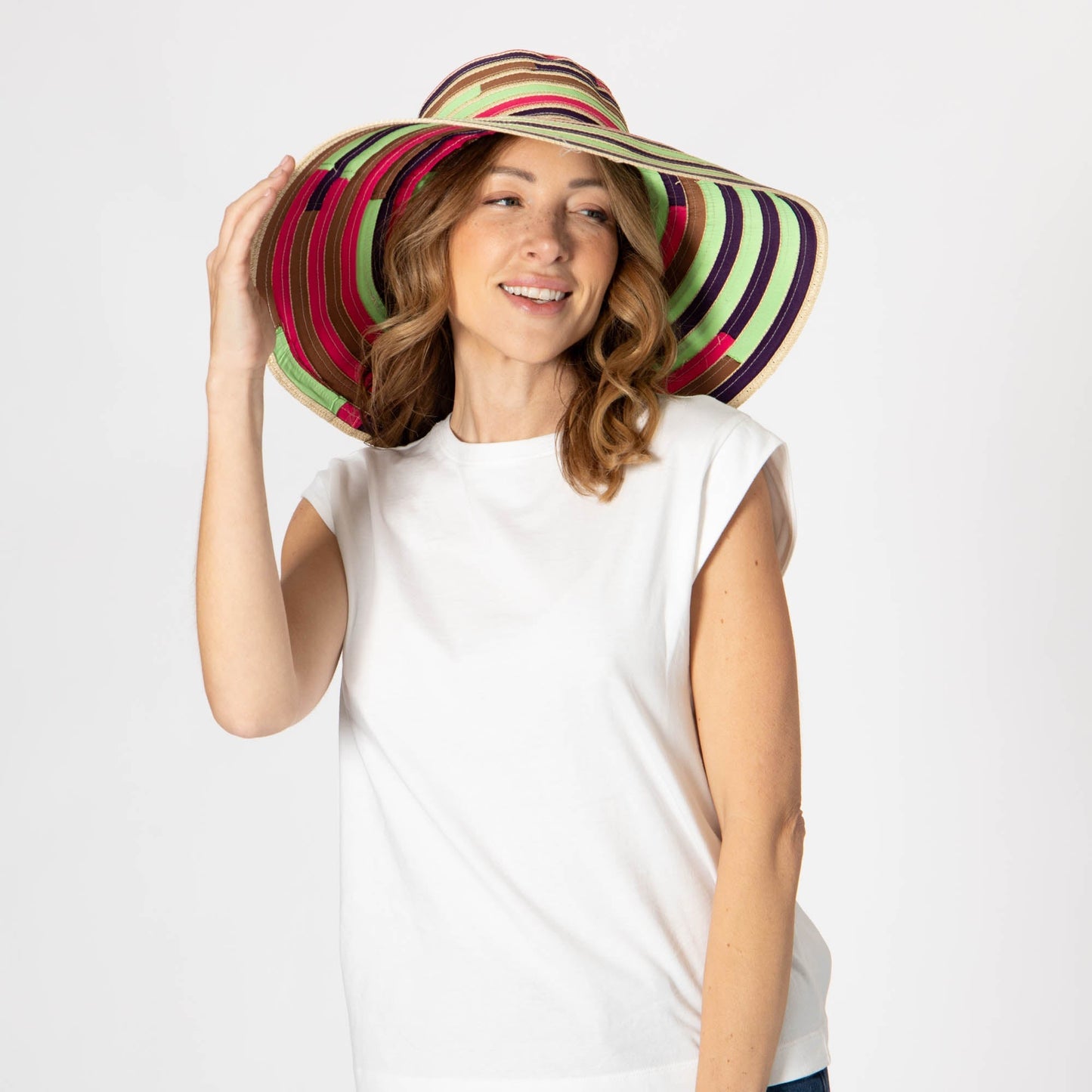 Women's Multi Colored Wide Brim Sun Hat