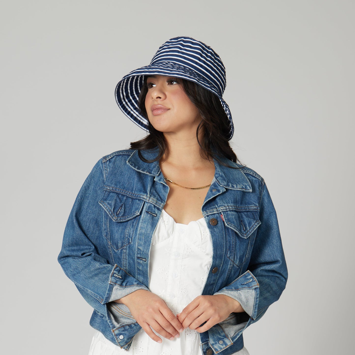 Women's Small Brim Ribbon Floppy - Navy