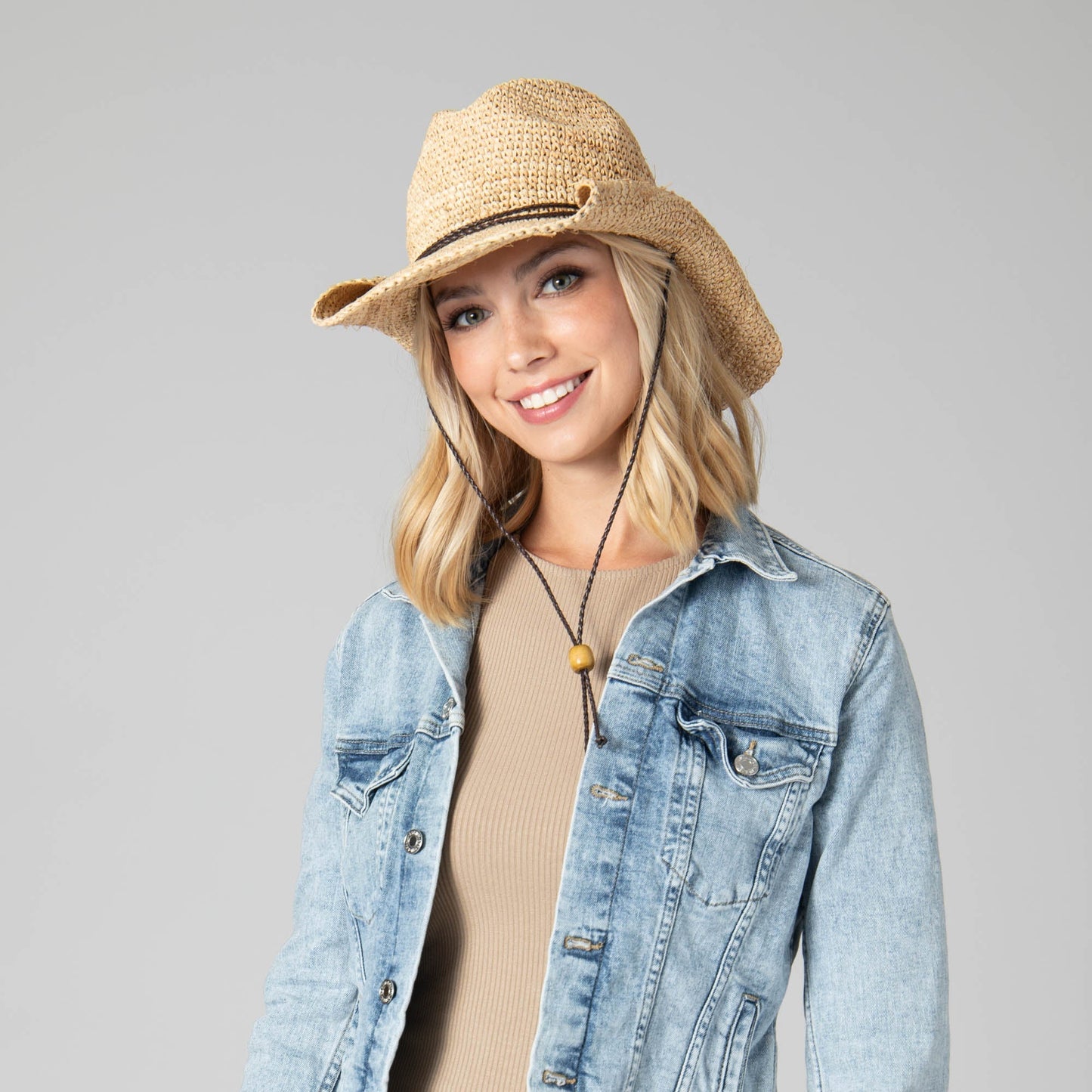 Women's Crocheted Raffia Cowboy Hat