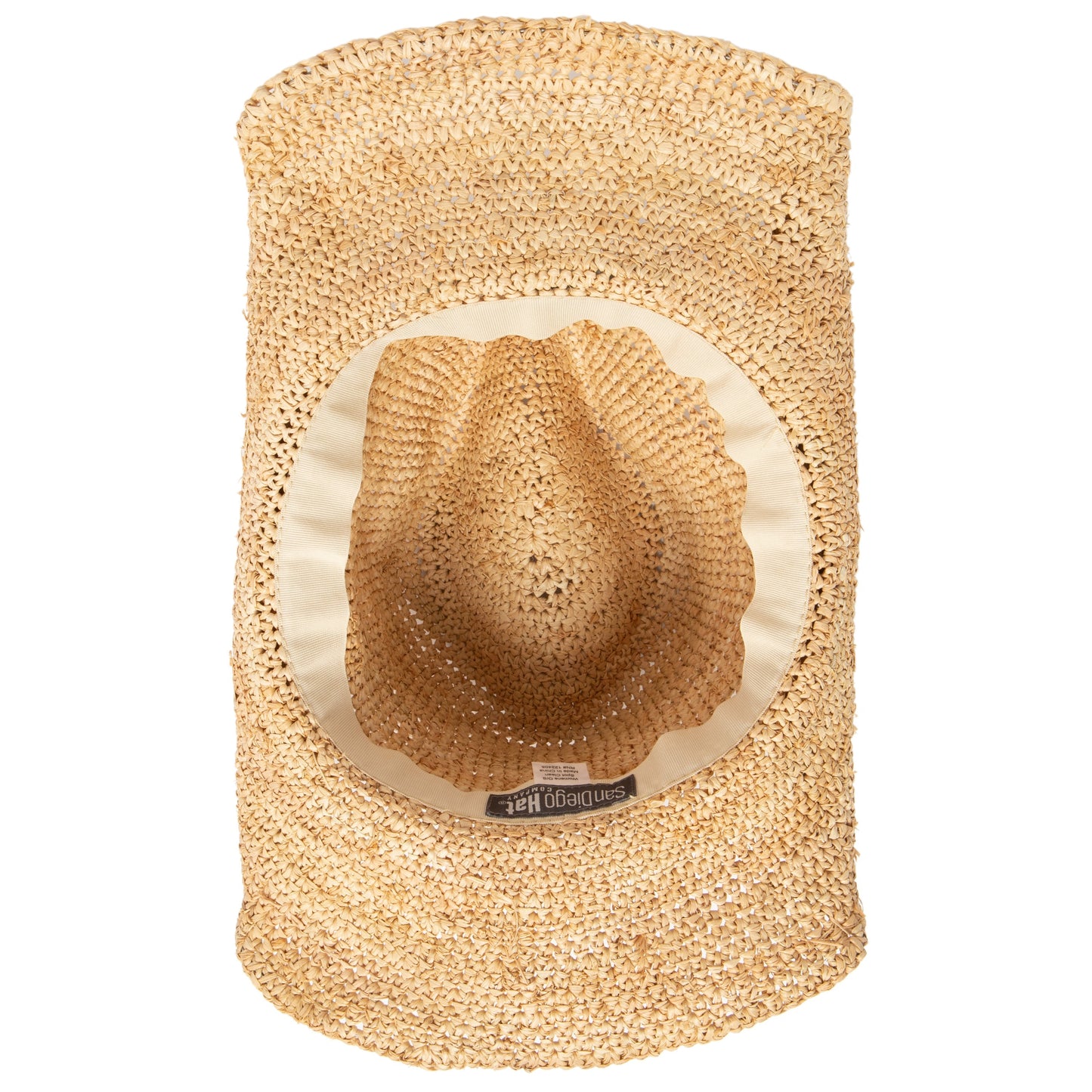Women's Crocheted Raffia Cowboy Hat with Stone Trim