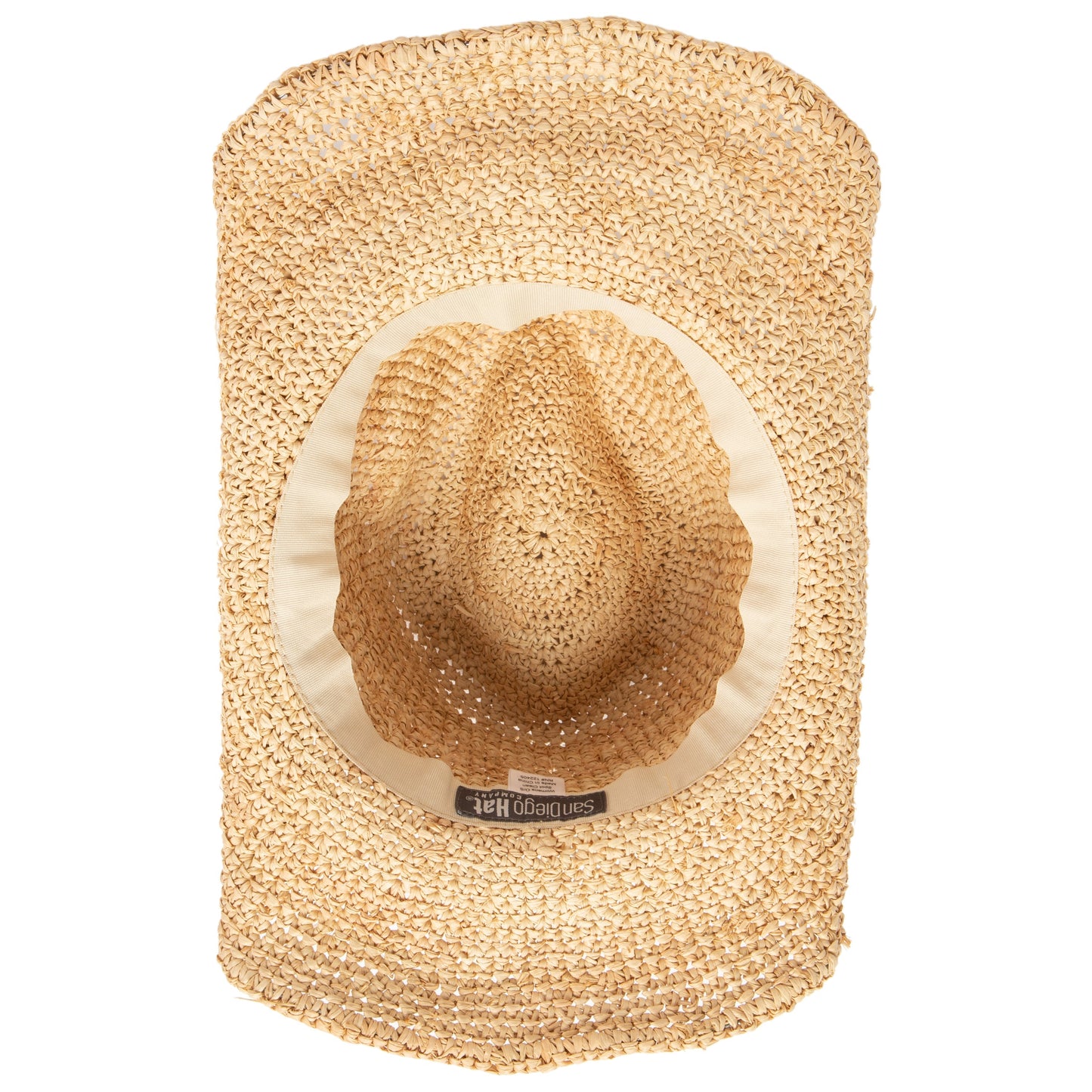 Women's Crocheted Raffia Cowboy Hat with Stone Trim