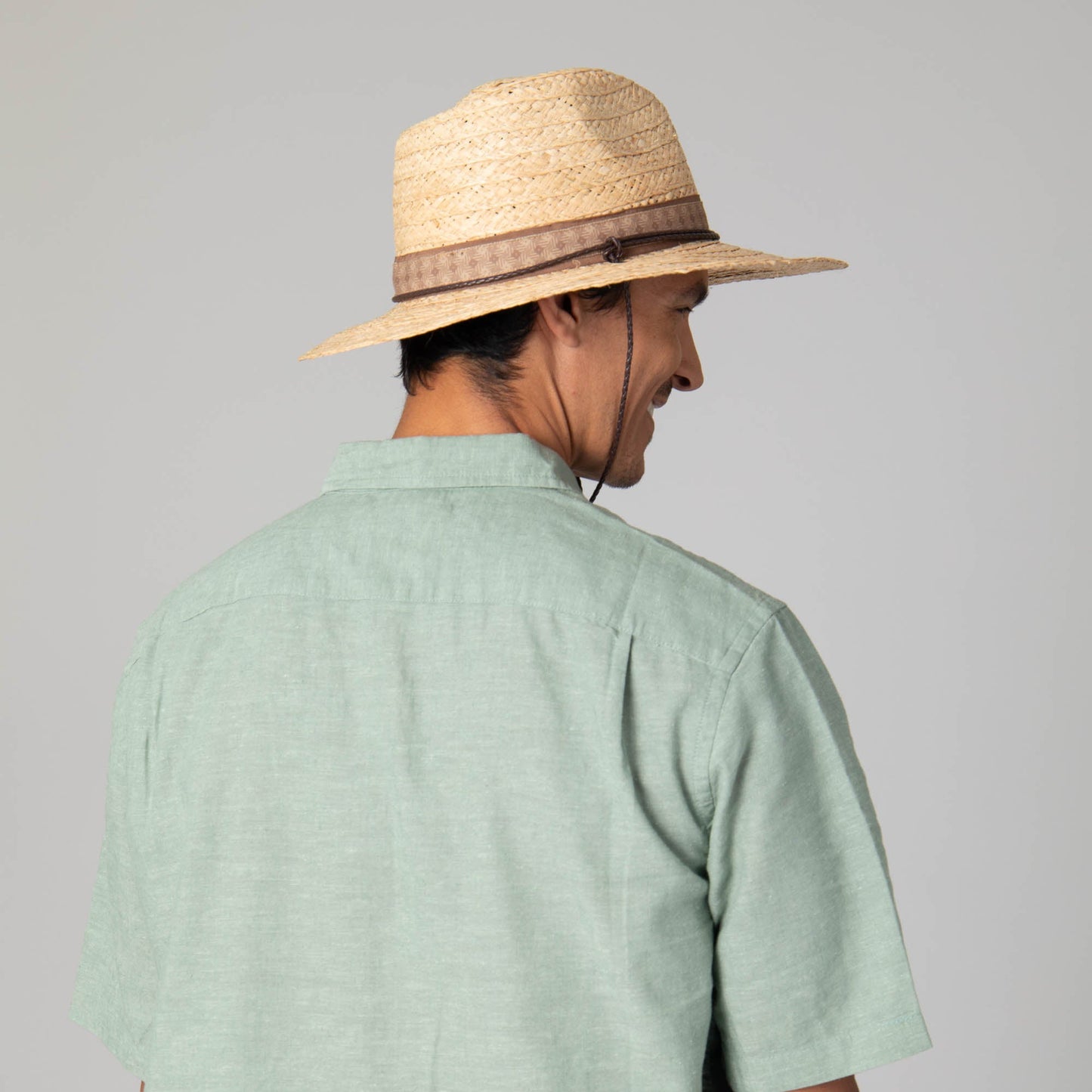 Mens Raffia Fedora Lifeguard with Chin Cord