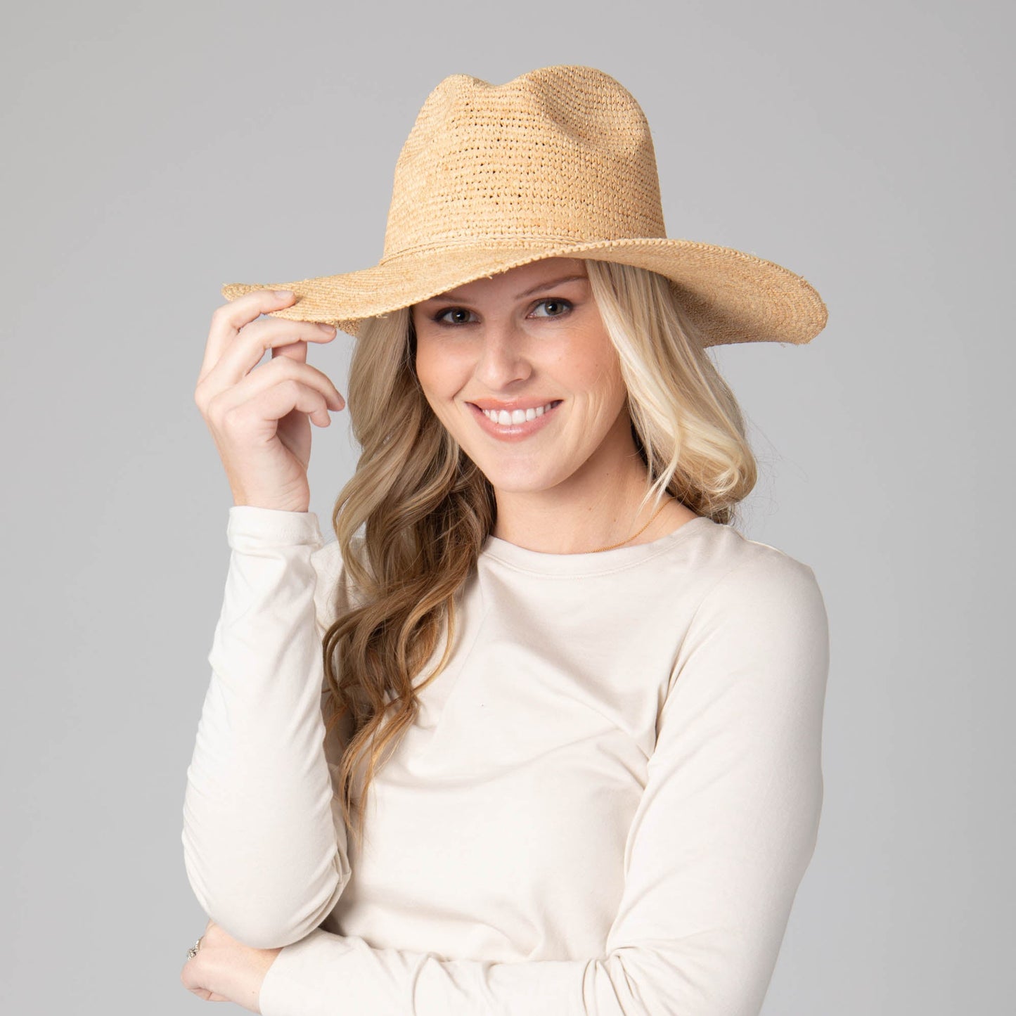 Marina Women's Crochet Raffia Fedora