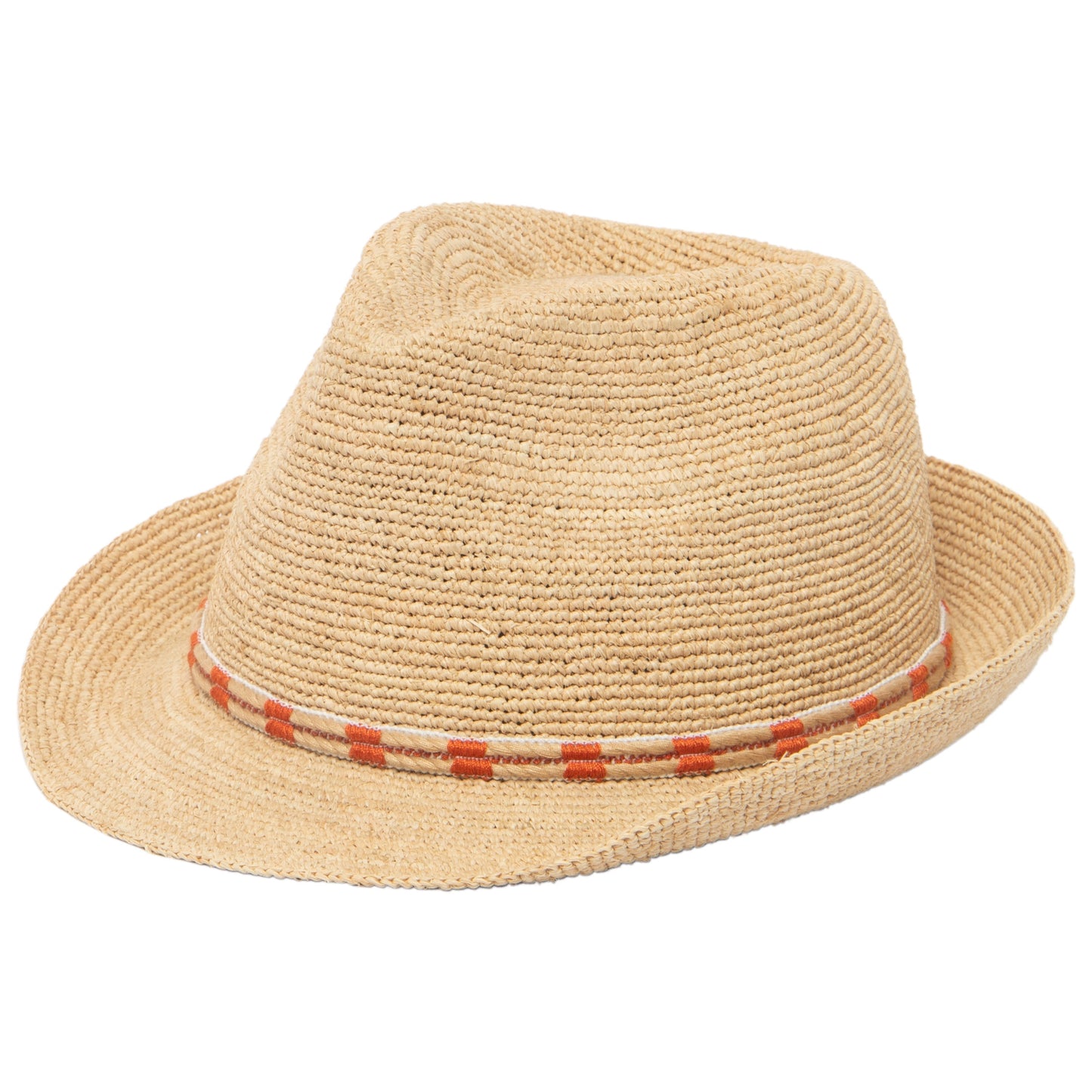Men's Crochet Raffia Stingy Brim Fedora