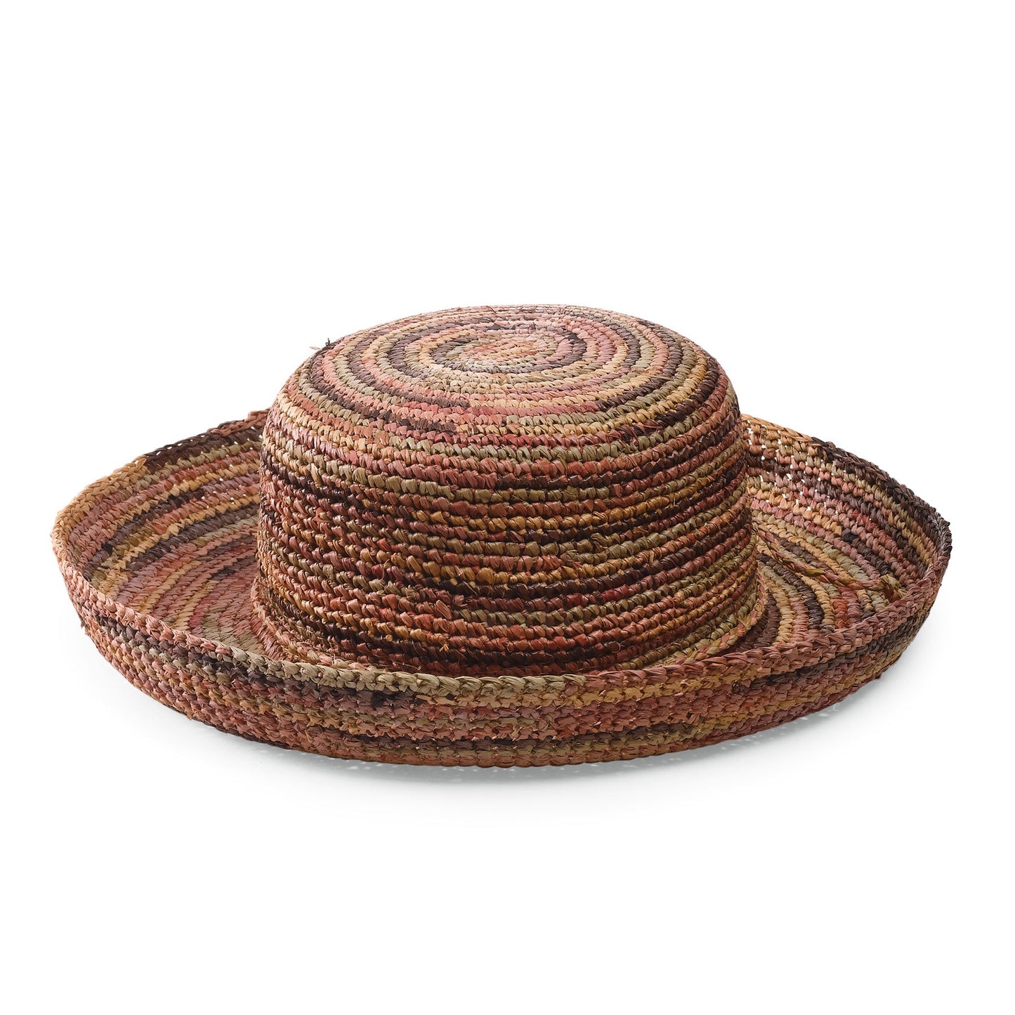 Women's Crocheted Raffia Kettle Brim Hat